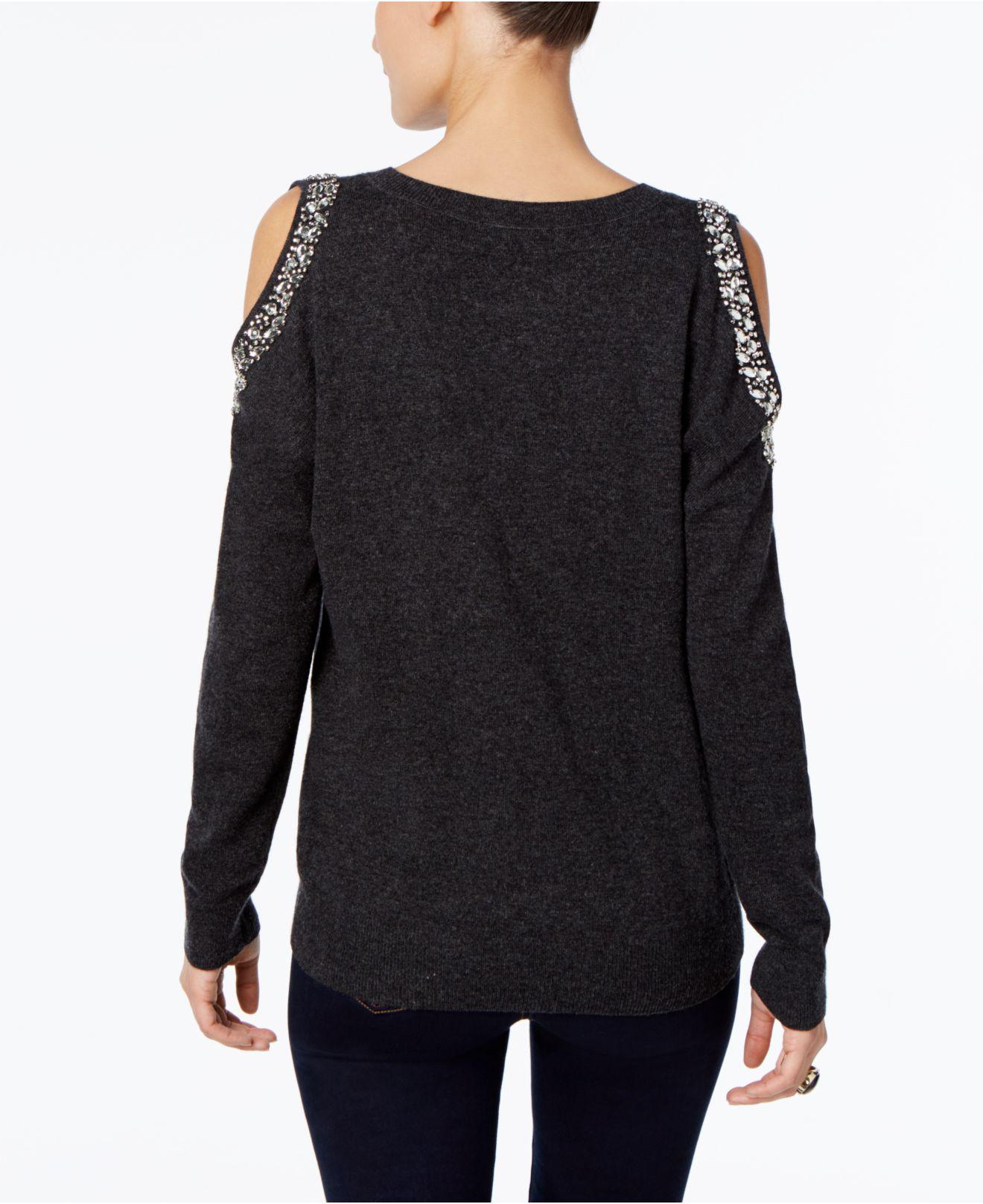 embellished shoulder sweater