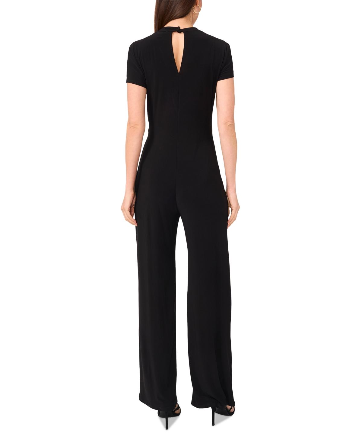 Vince Camuto Faux-wrap Buckle-trim Keyhole Jumpsuit in Black Lyst