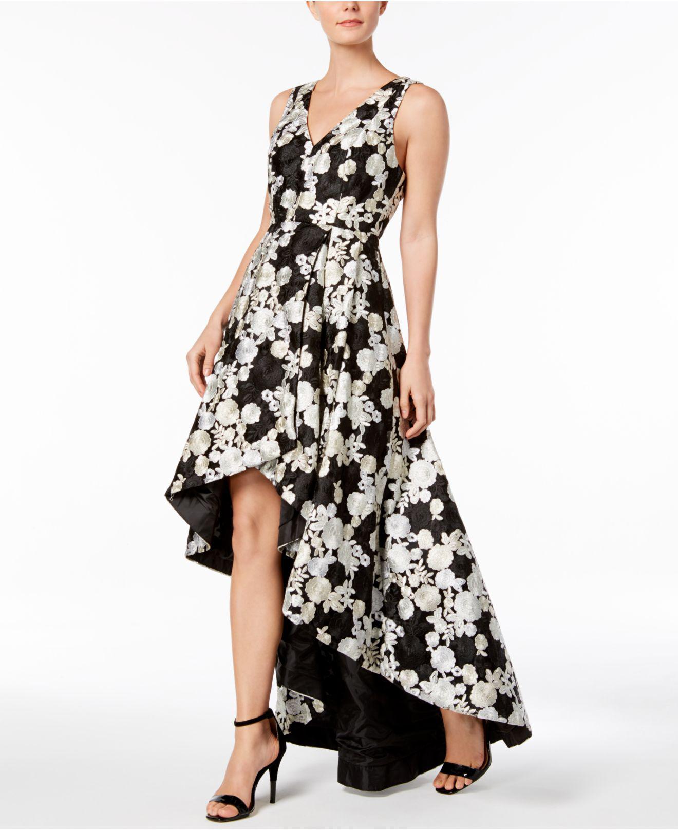 calvin klein floral high low dress