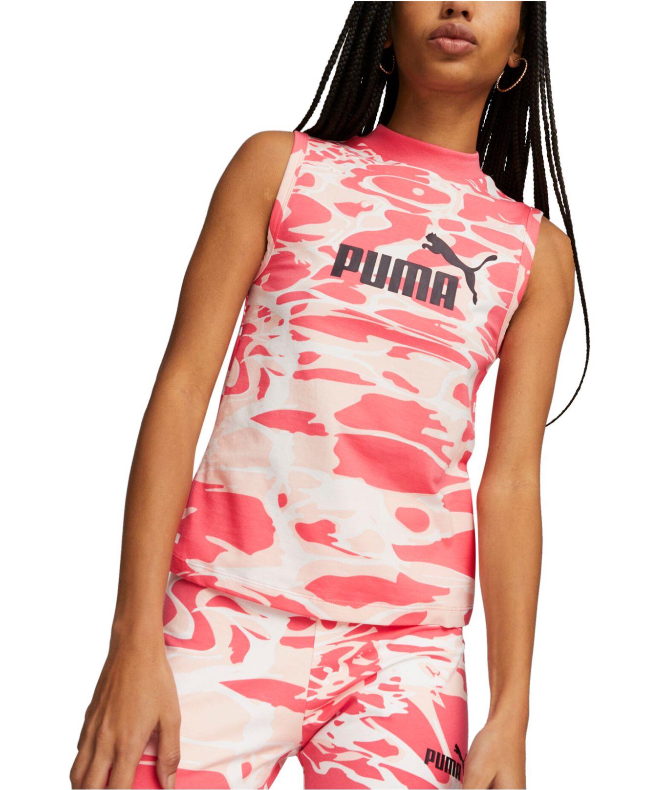 PUMA Summer Splash Allover Print Logo Tank Top in Red | Lyst