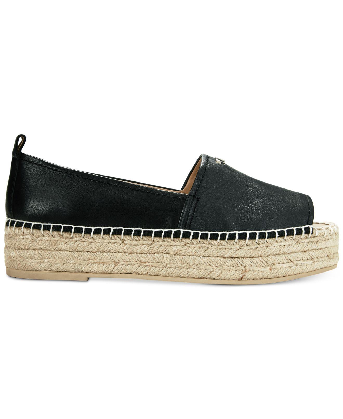 DKNY Leather Mer Peep-toe Espadrille Sandals, Created For Macy's in ...