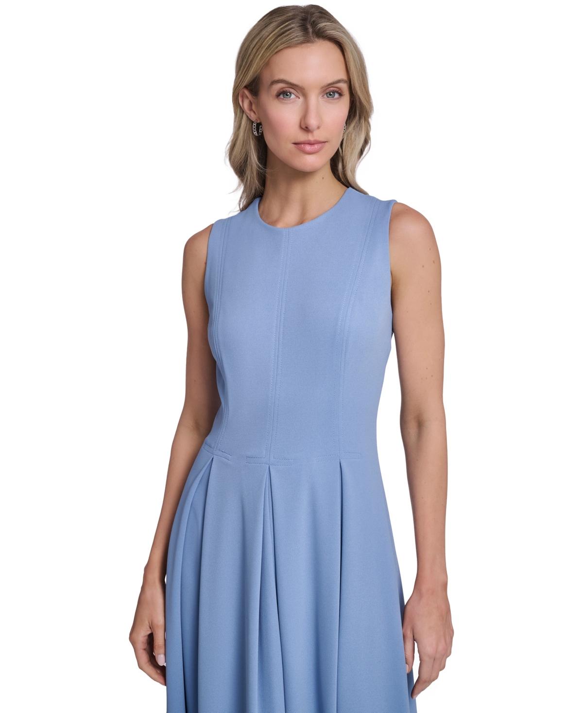 calvin klein sleeveless pleated a line dress Calvin Klein Women's Sleeveless Pleated Midi Dress - Cream