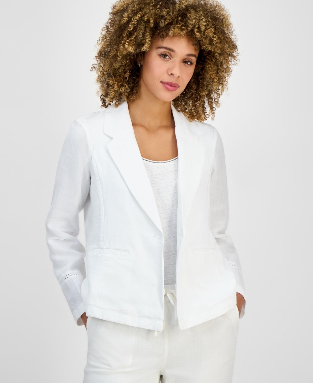 Jeans Macys Linen Blazer Charter Club 100% Linen Crochet Trim