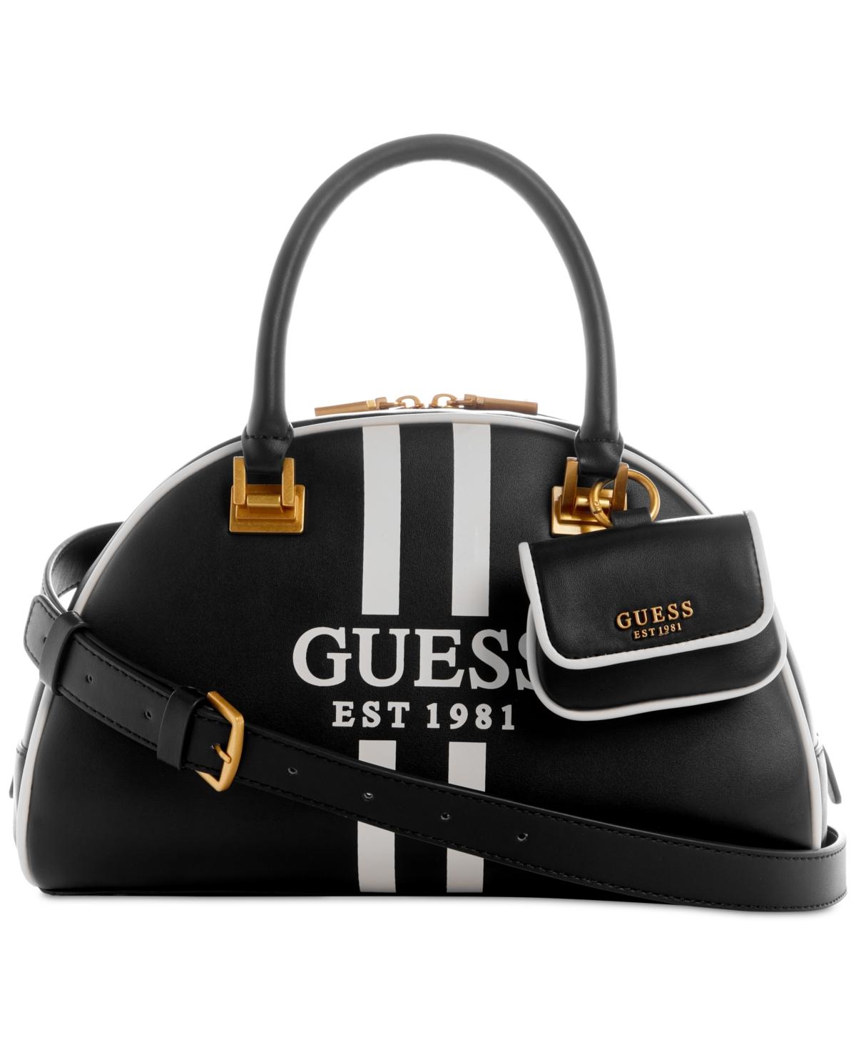 Guess Mildred Medium Double Top Handle Bowler in Black | Lyst
