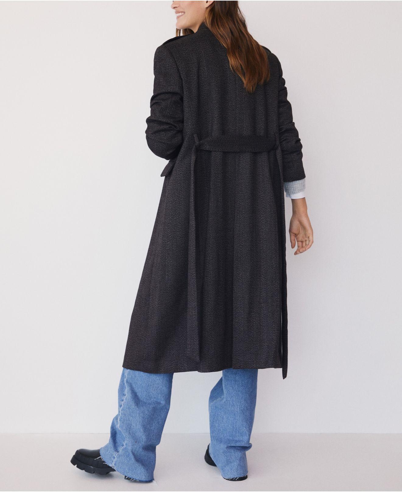 Mango Double-breasted Wool Coat in Gray - Lyst