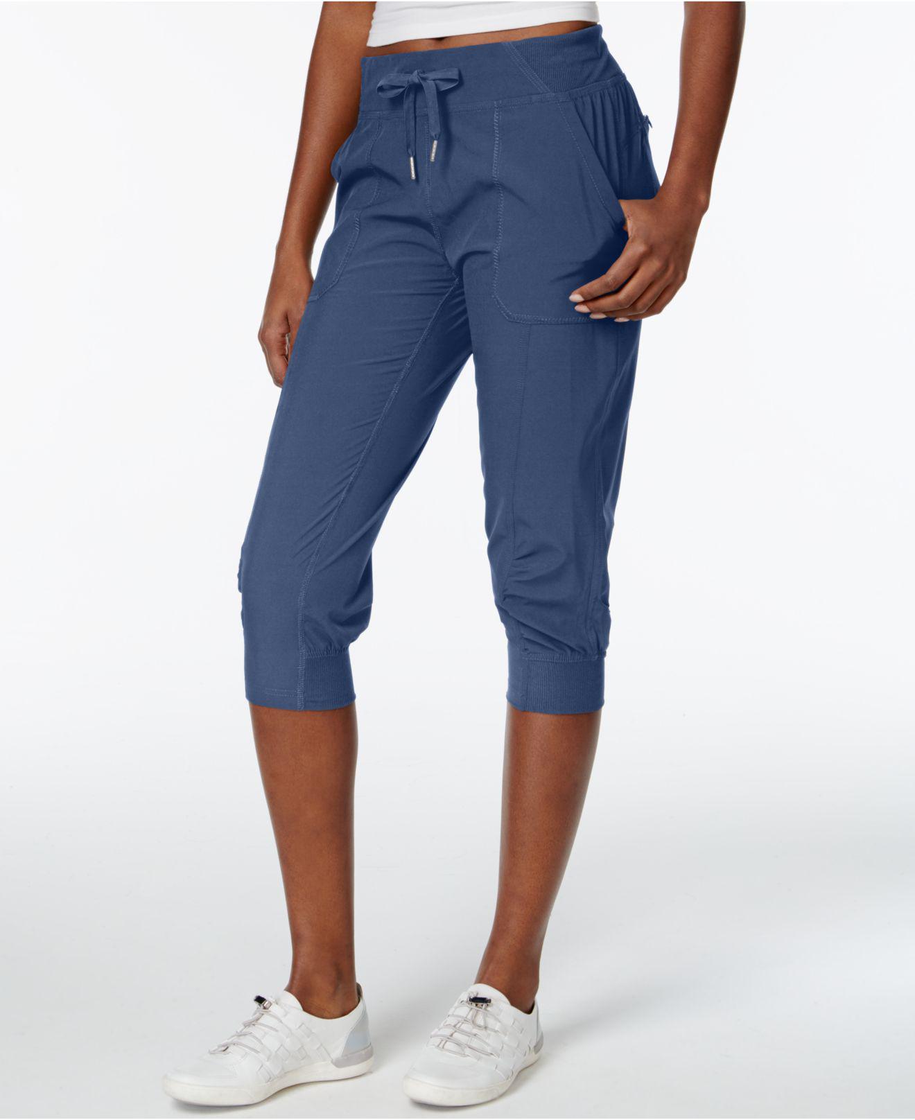 Calvin Klein Cuffed Drawstring Capri Pants in Blue