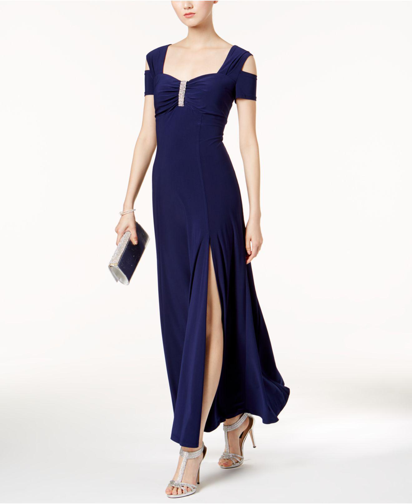 r and m richards cold shoulder gown