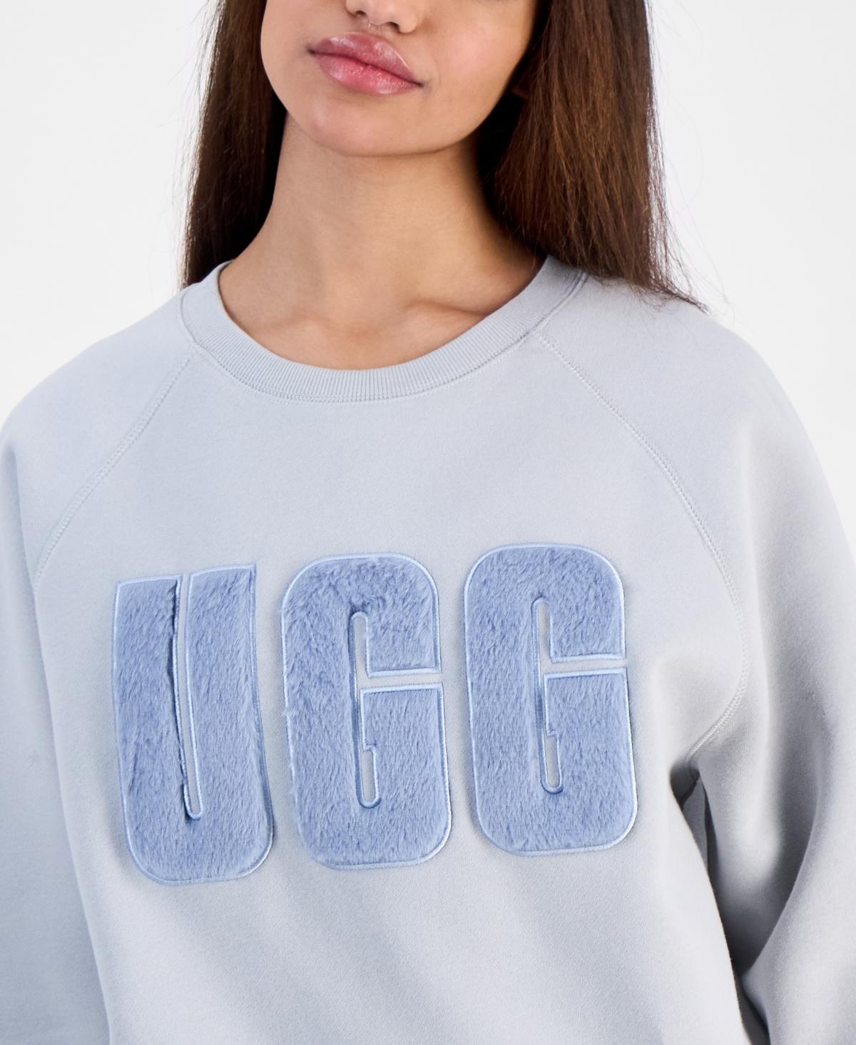 UGG The Madeline Fuzzy-logo Crewneck Sweatshirt in Blue | Lyst