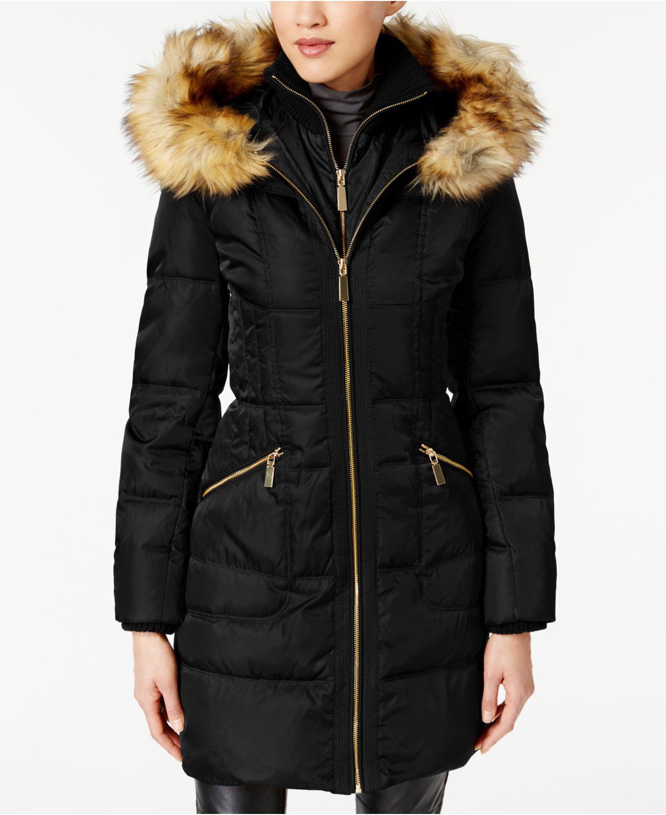 Vince Camuto Synthetic Faux-fur-trimmed Hooded Puffer Coat in 