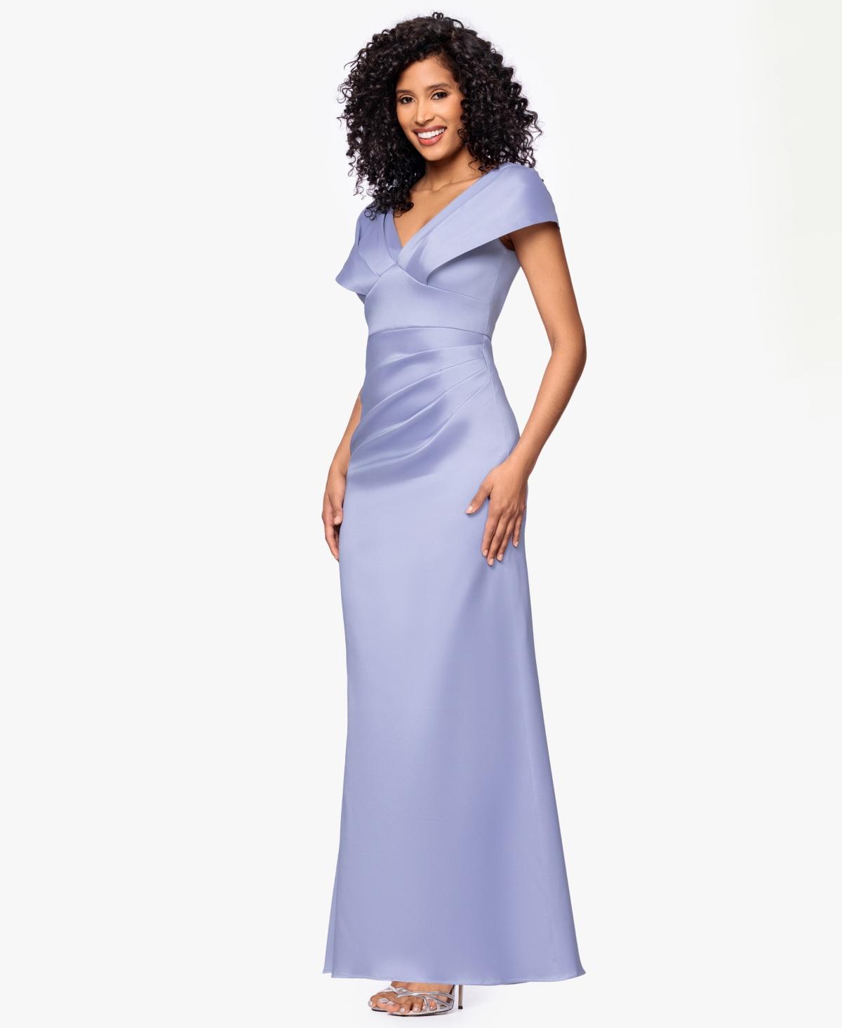 Betsy & Adam Petite V-neck Long Sheath Dress in Blue | Lyst