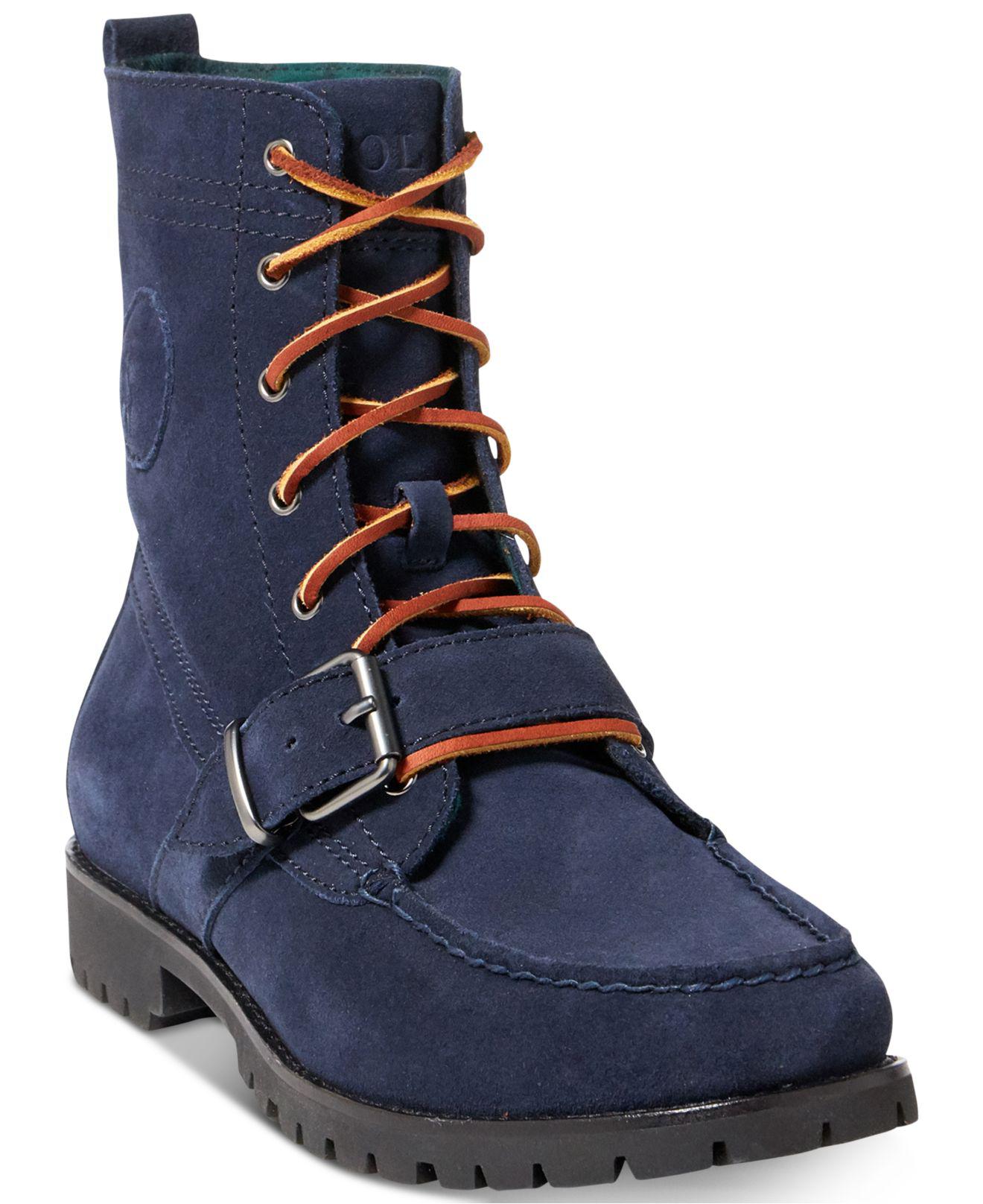 blue suede polo boots
