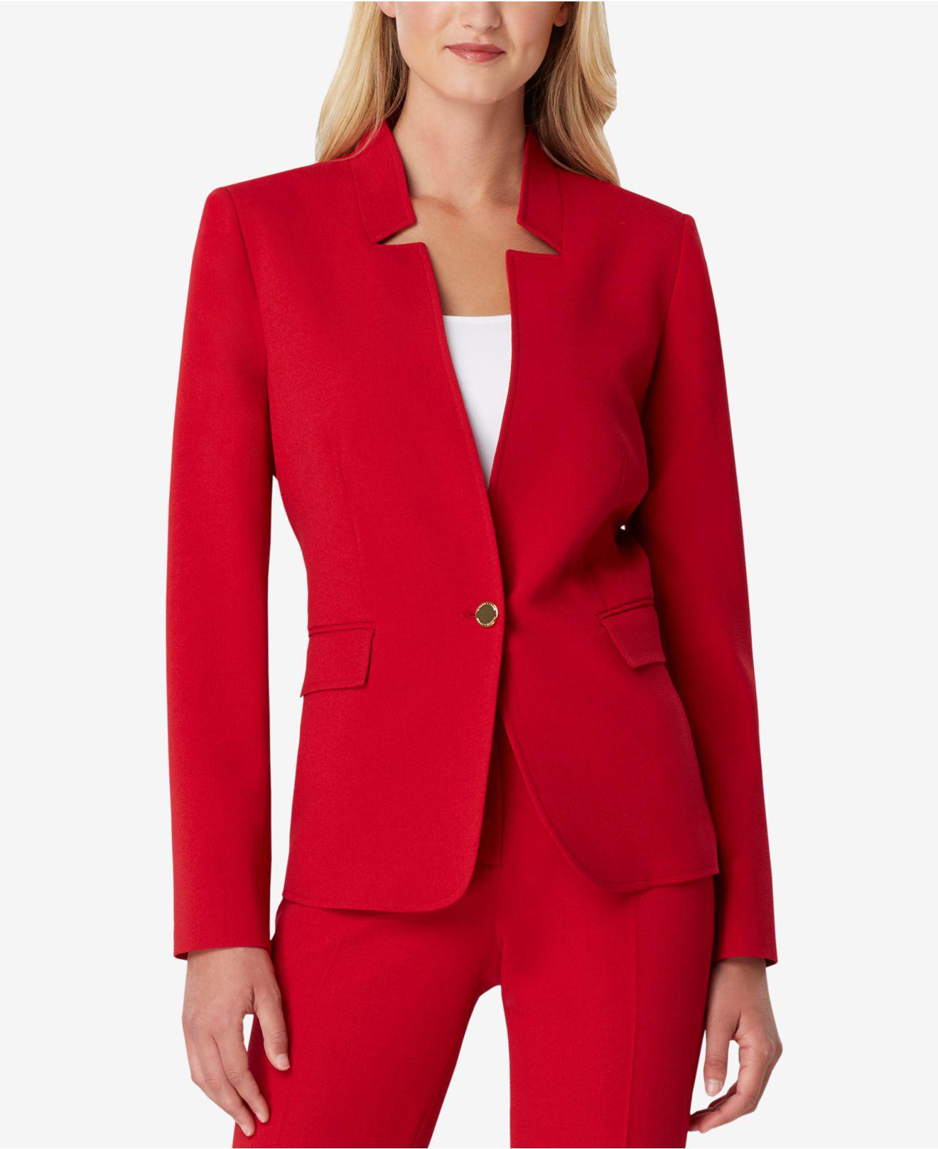 tahari red pantsuit
