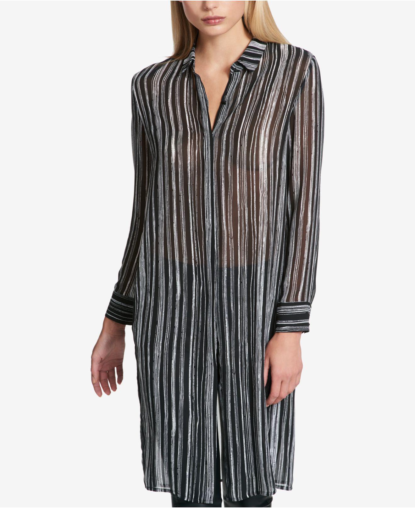 black and white striped tunic shirt