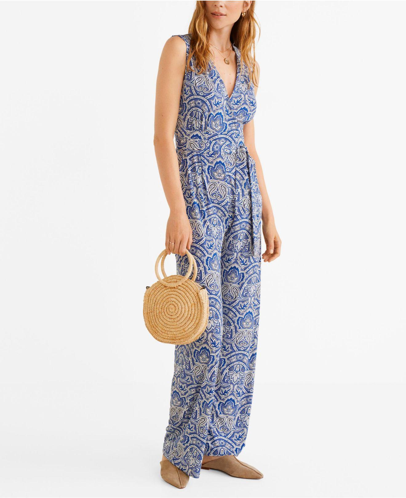 mango long printed jumpsuit