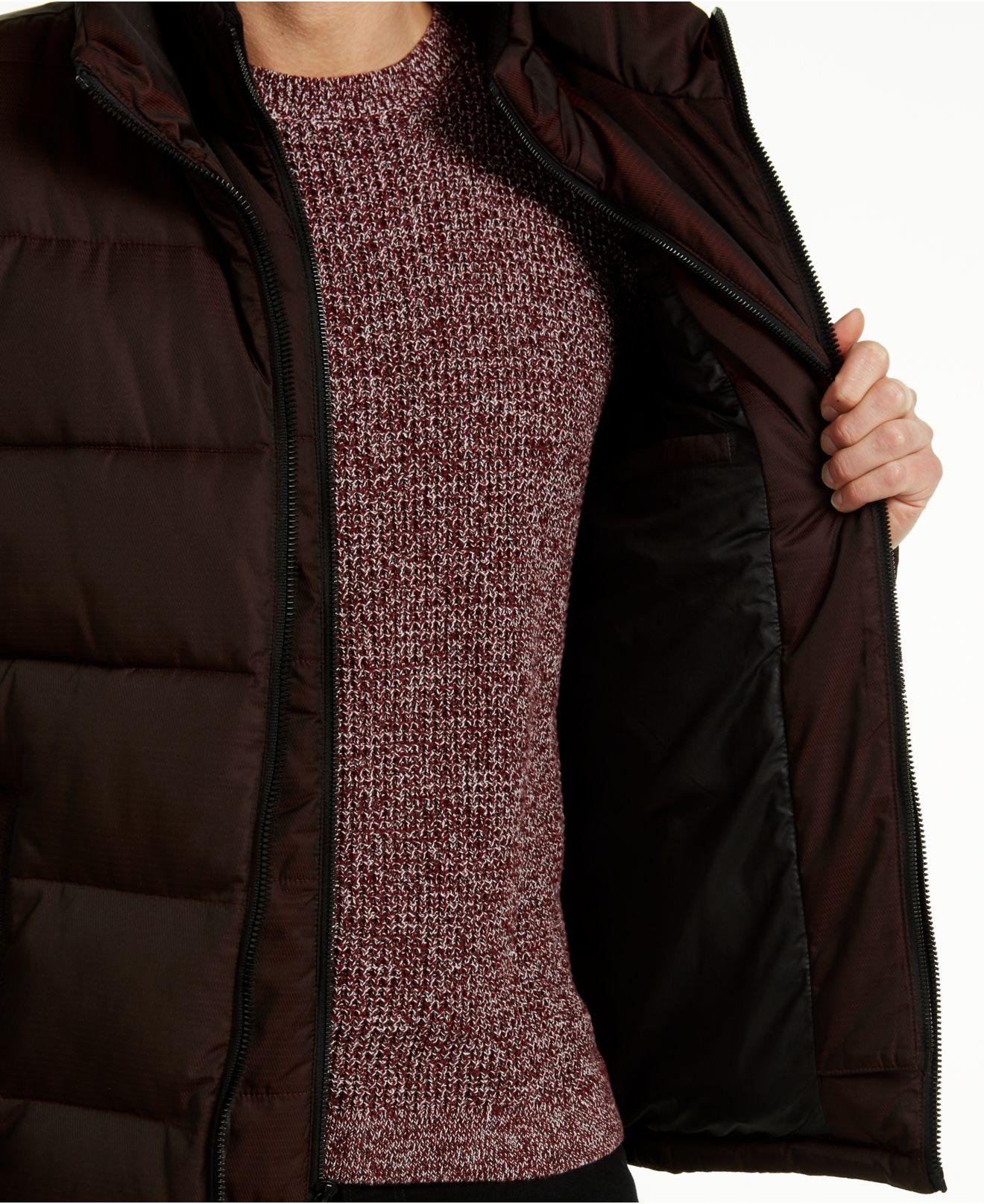Calvin Klein Synthetic Big & Tall Full-zip Puffer Coat, Created For Macy's  in Merlot (Brown) for Men | Lyst