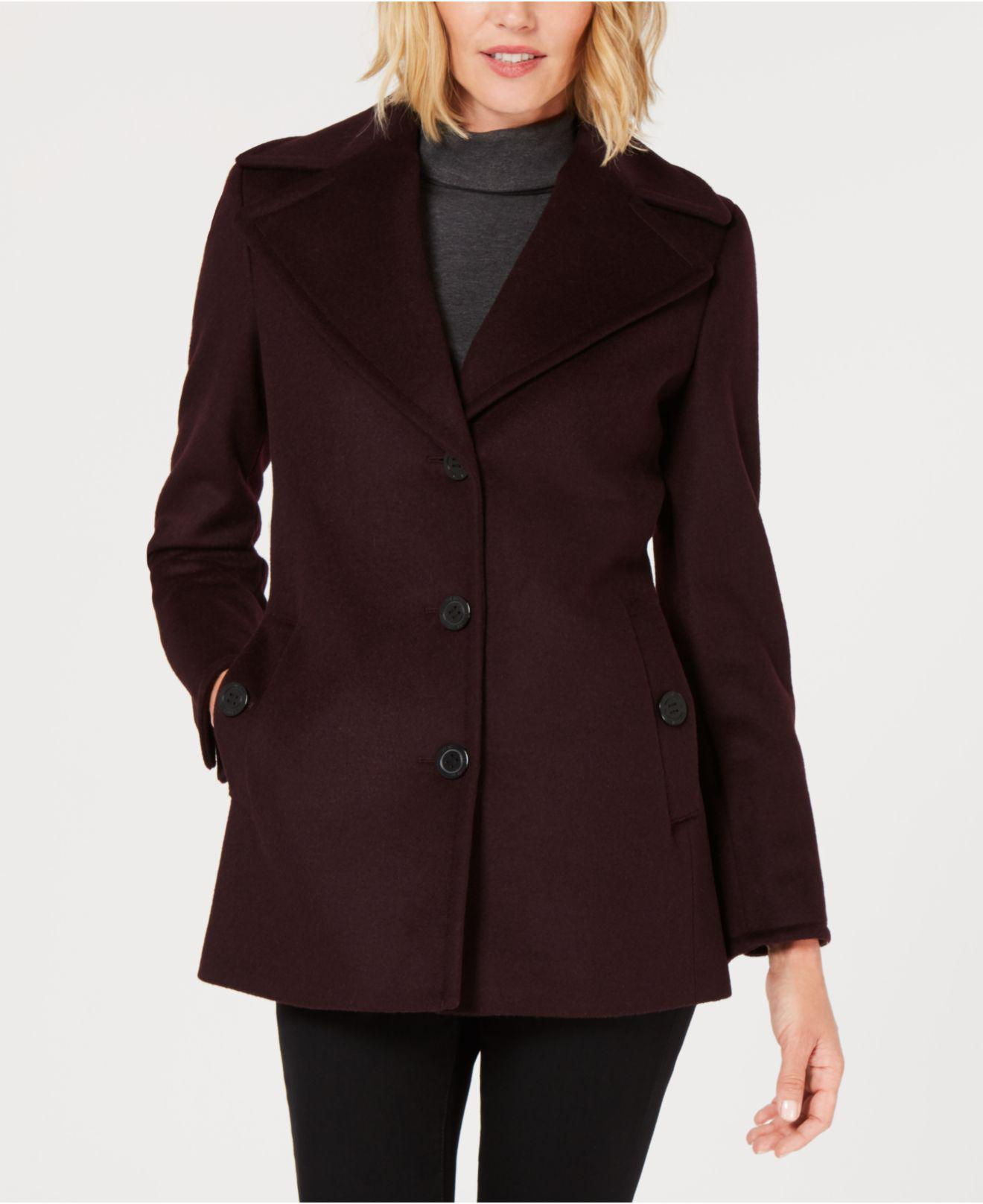 Calvin Klein Wool Singlebreasted Peacoat in Burgundy (Red) Save 54
