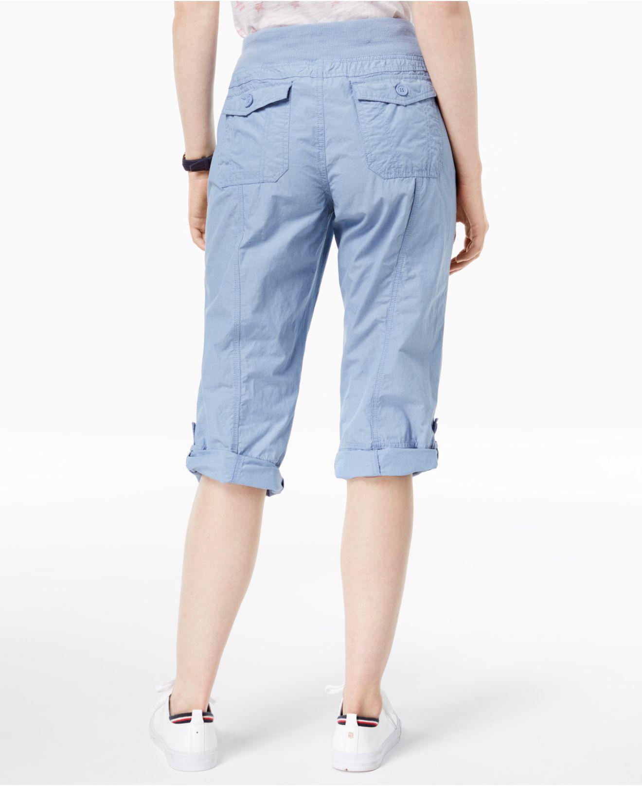 Tommy Hilfiger Sport Cotton Drawstring Capri Pants in Blue Lyst