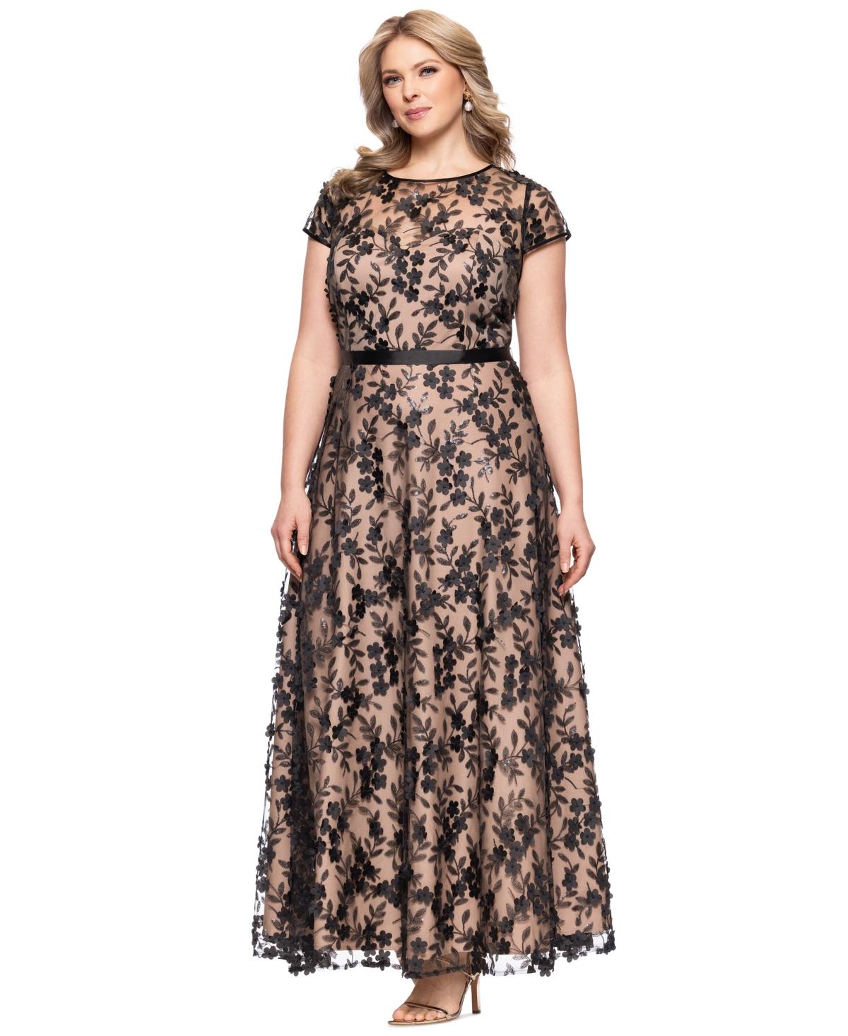 Xscape Plus Size Embellished 3d Flower Ball Gown in Brown Lyst