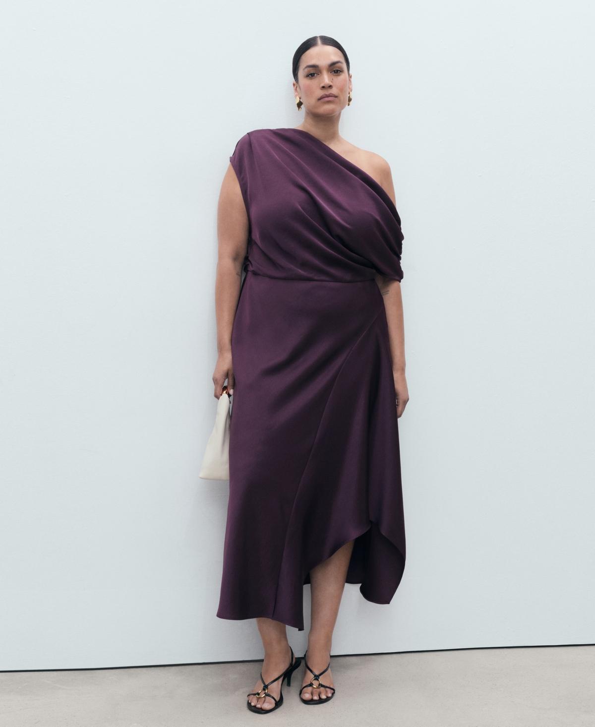 mango asymmetrical satin dress Asymmetrical satin dress - Women