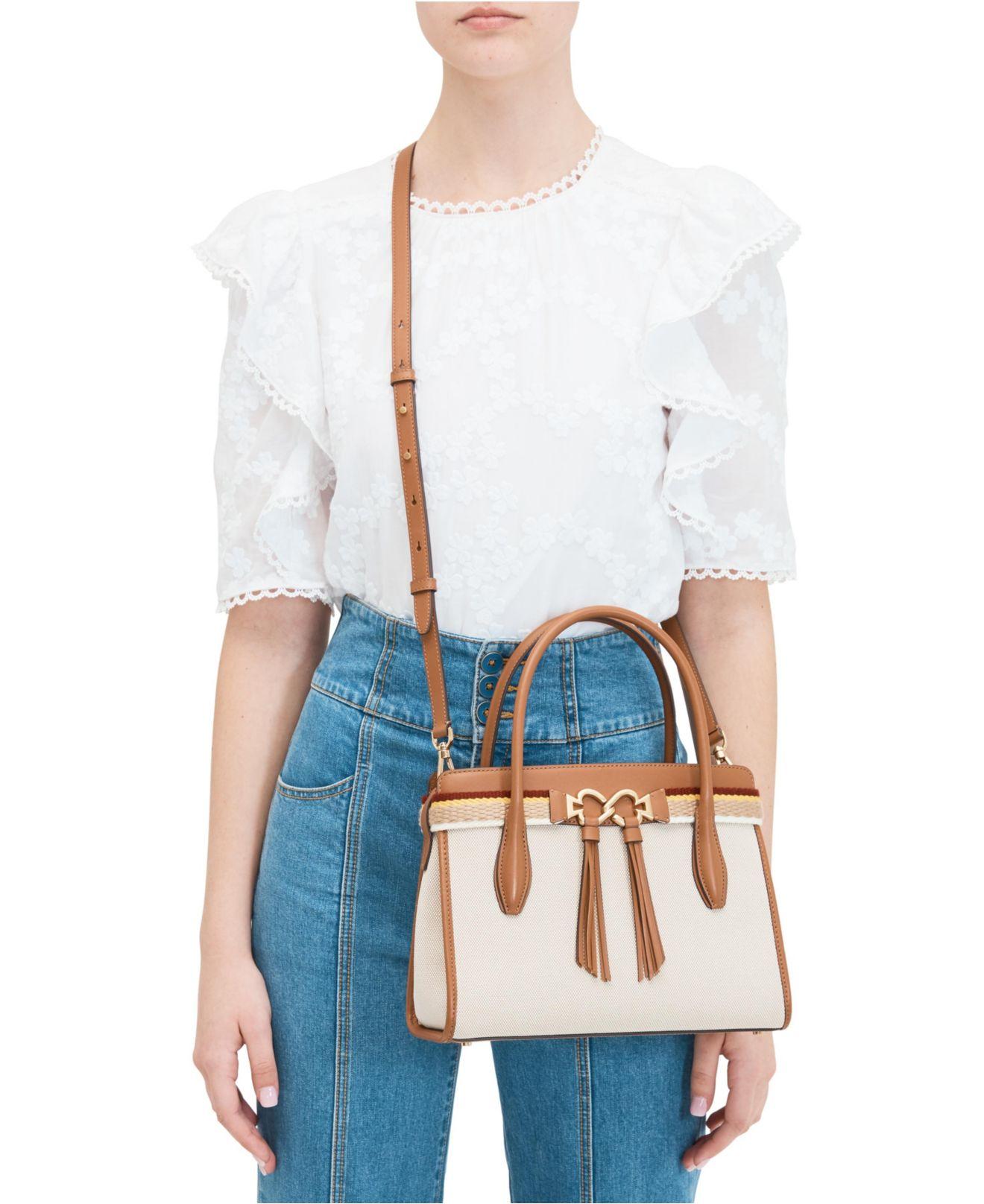 Kate Spade Toujours Canvas Medium Satchel Handbags in Natural Lyst