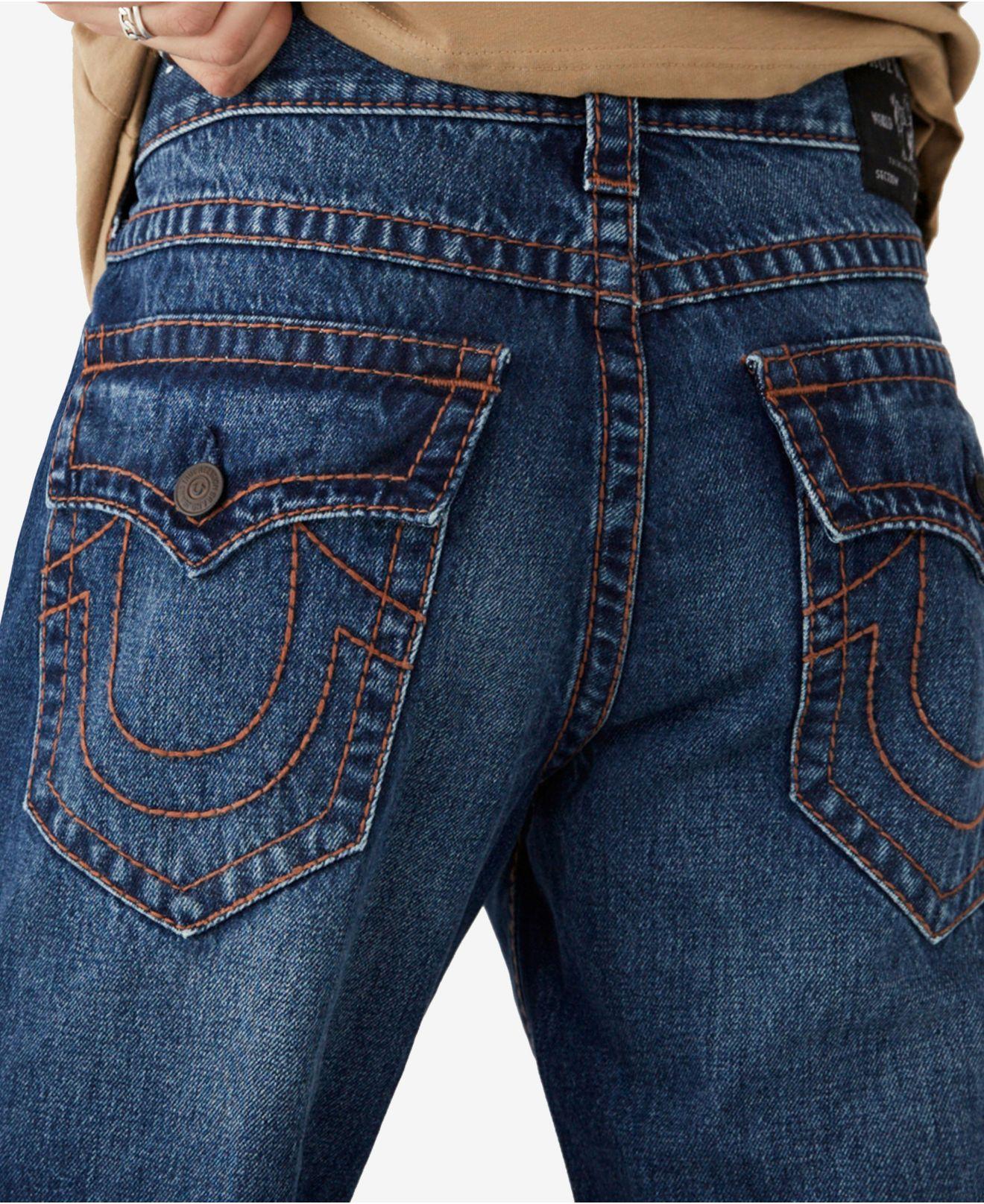 True Religion Denim Ricky Big T Straight Fit Jeans With Back Flap