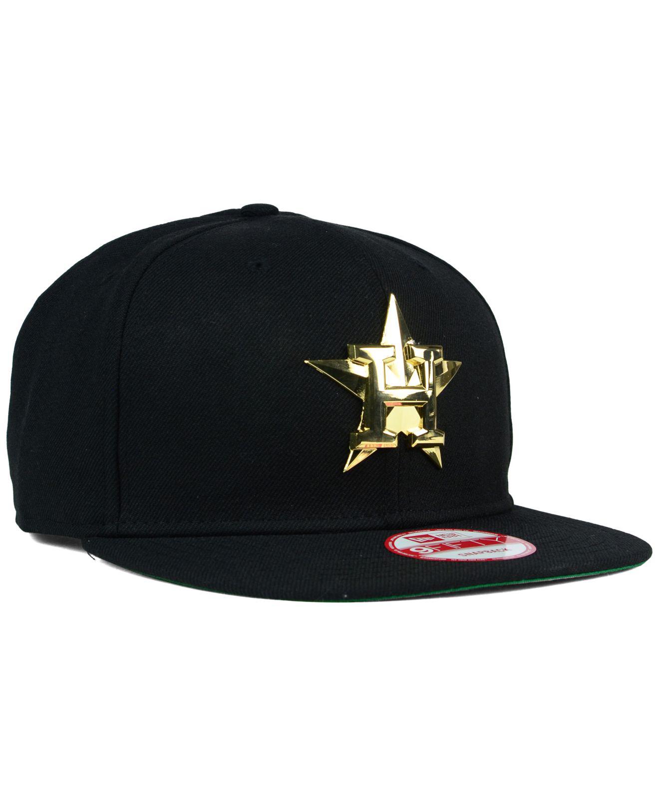 KTZ Houston Astros League O'gold 9fifty Snapback Cap in Black for