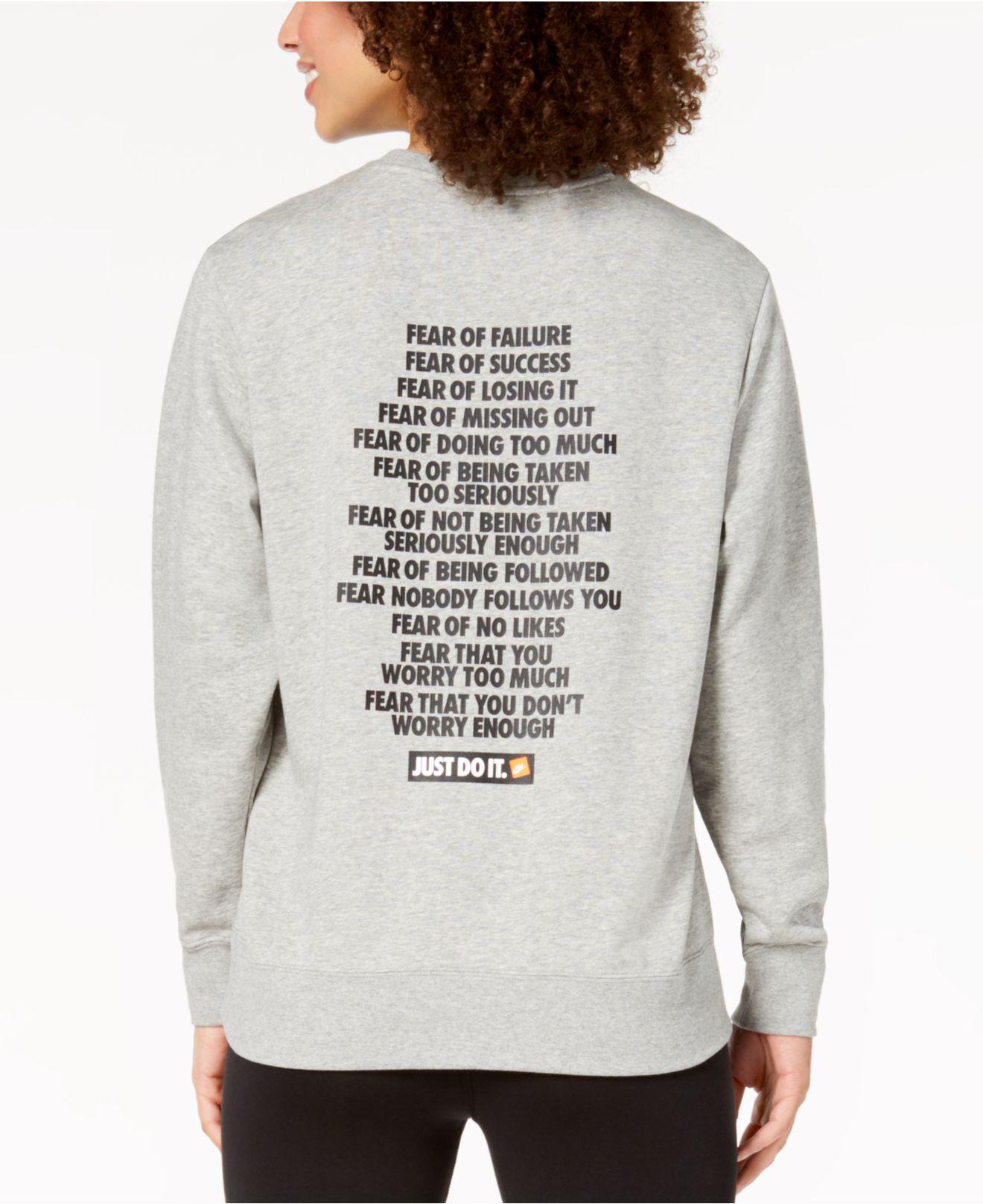 Nike Cotton Sportswear "just Do It" Fleece Sweatshirt in Dark Grey Heather  (Gray) - Lyst