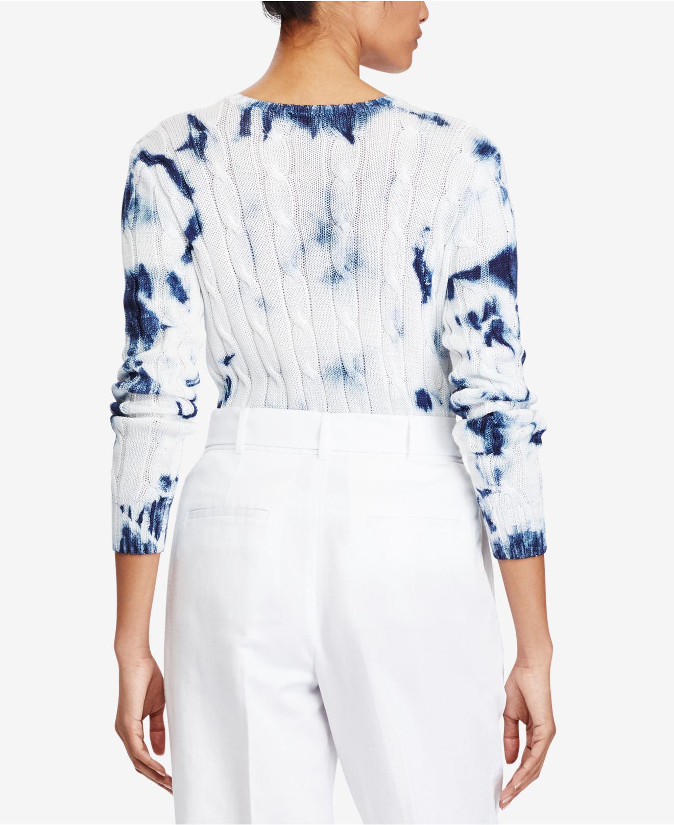 ralph lauren tie dye cable knit sweater