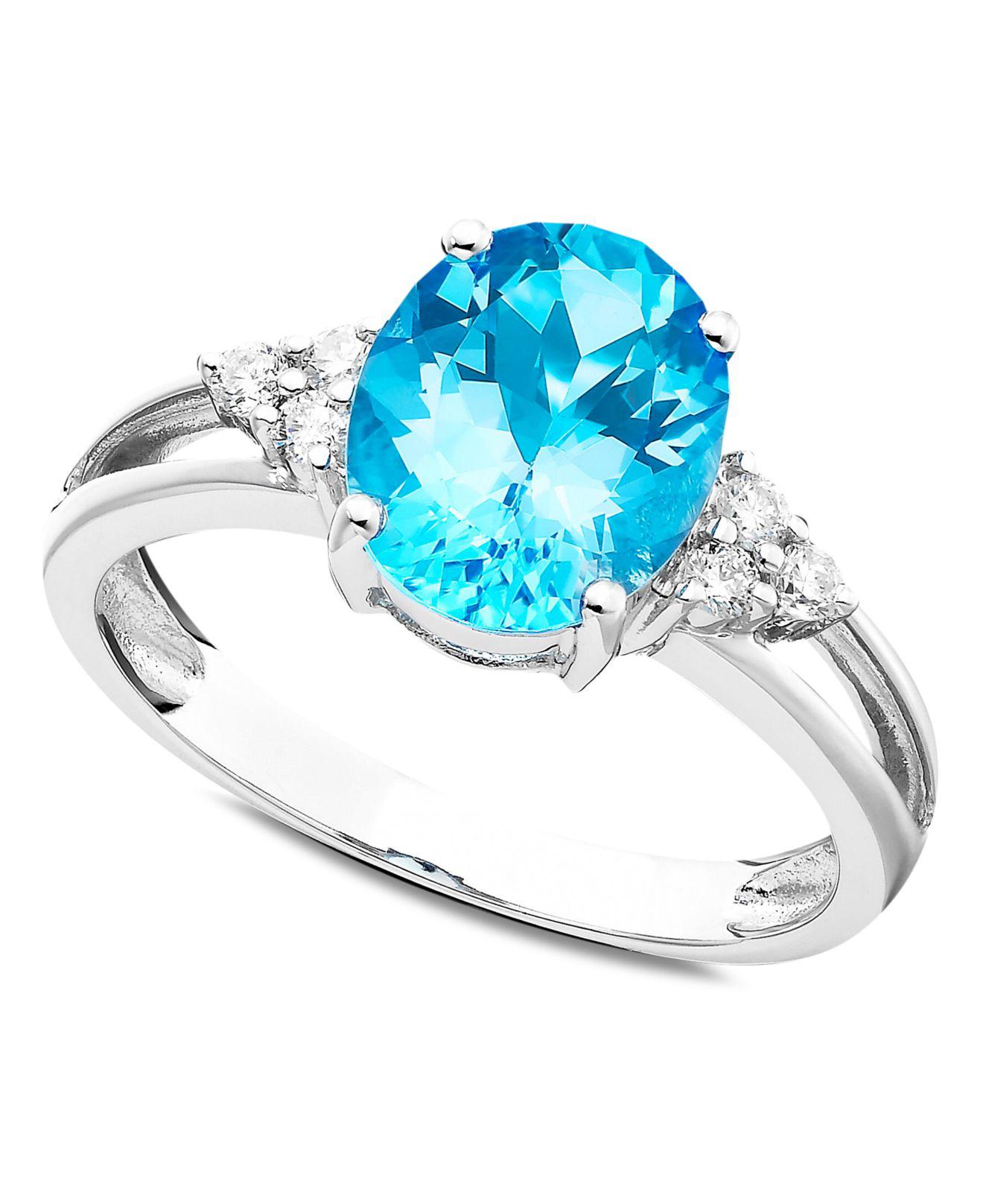 Macy's 14k White Gold Ring, Blue Topaz (2-3/4 Ct. T.w.) And Diamond (1/ ...