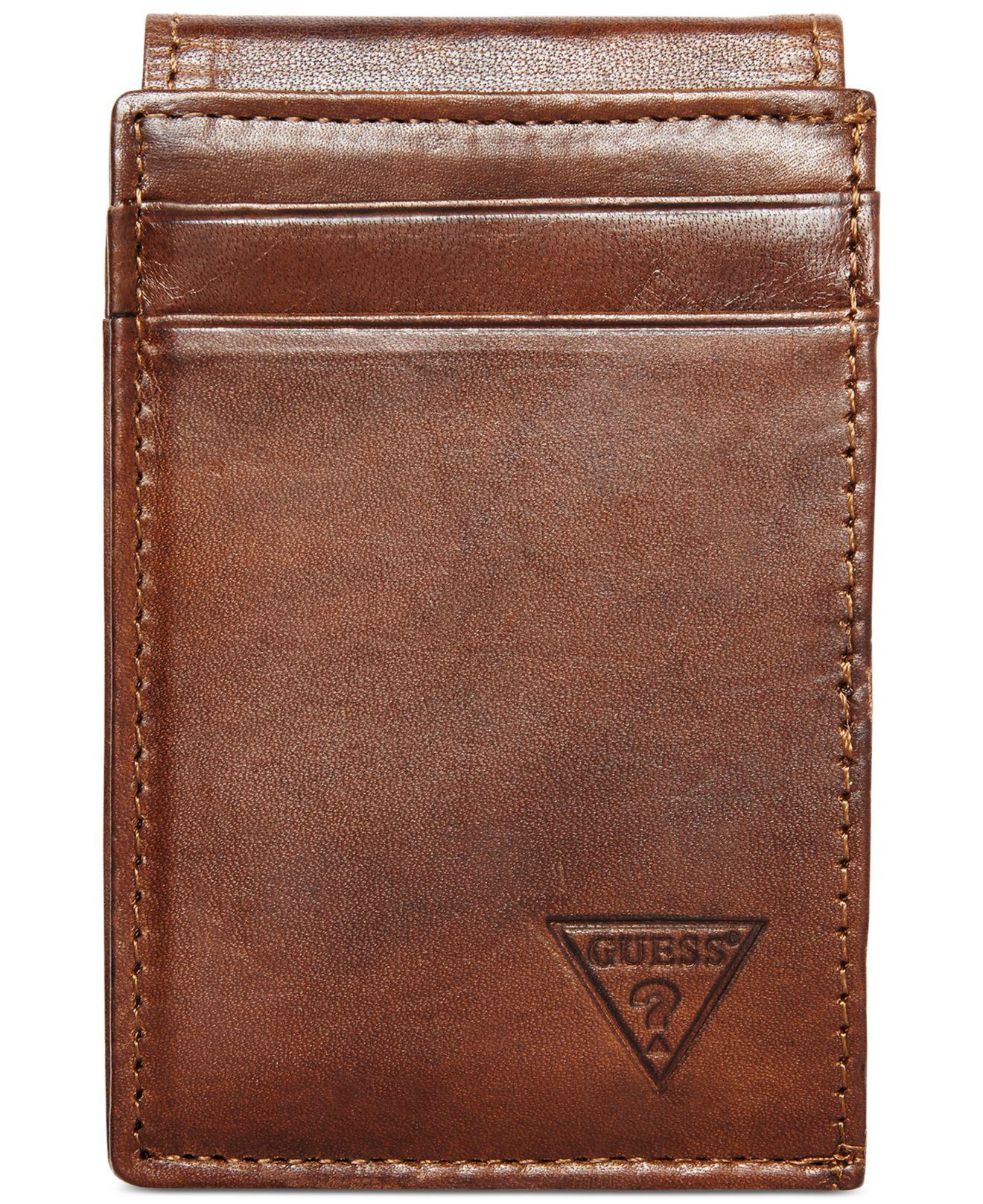 Guess Leather Naples Id Credit Card Frontpocket Wallet in