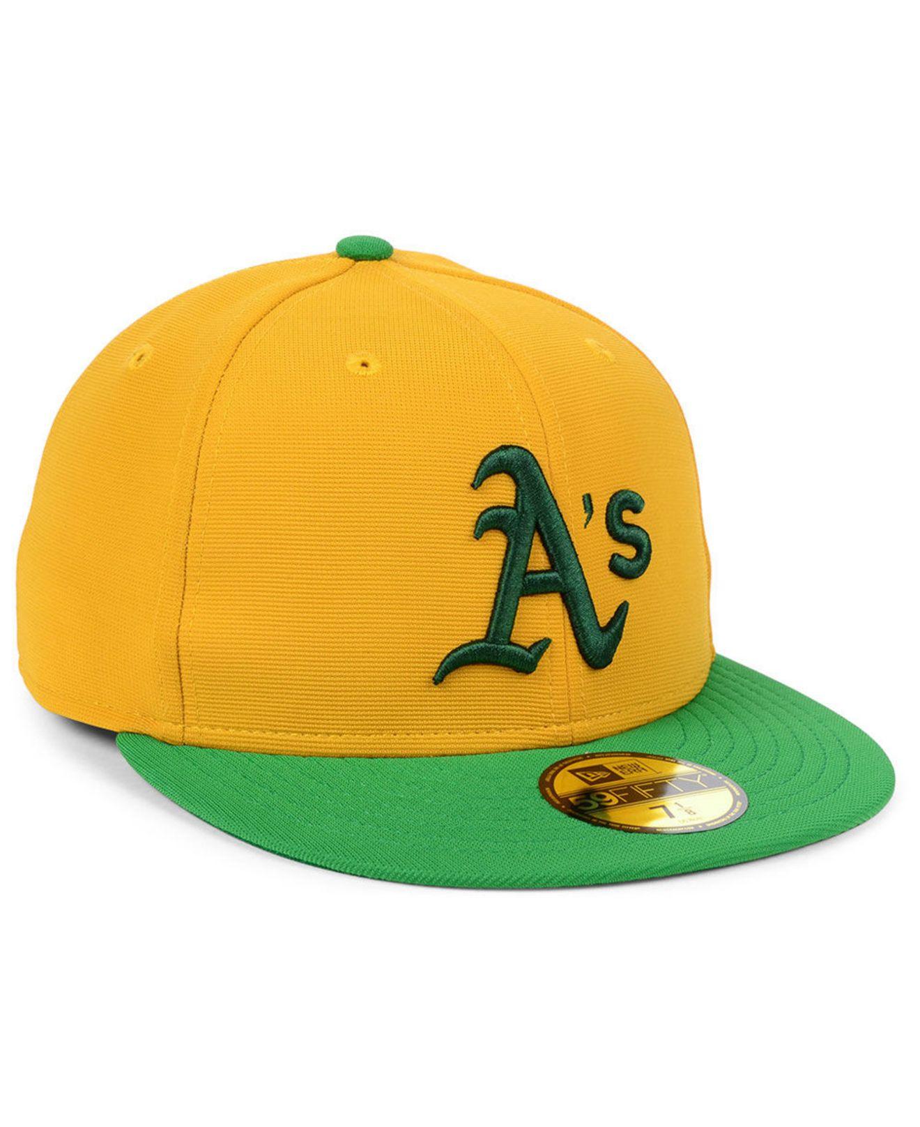KTZ Oakland Athletics Cooperstown Flip 59fifty Fitted Cap in Yellow for Men