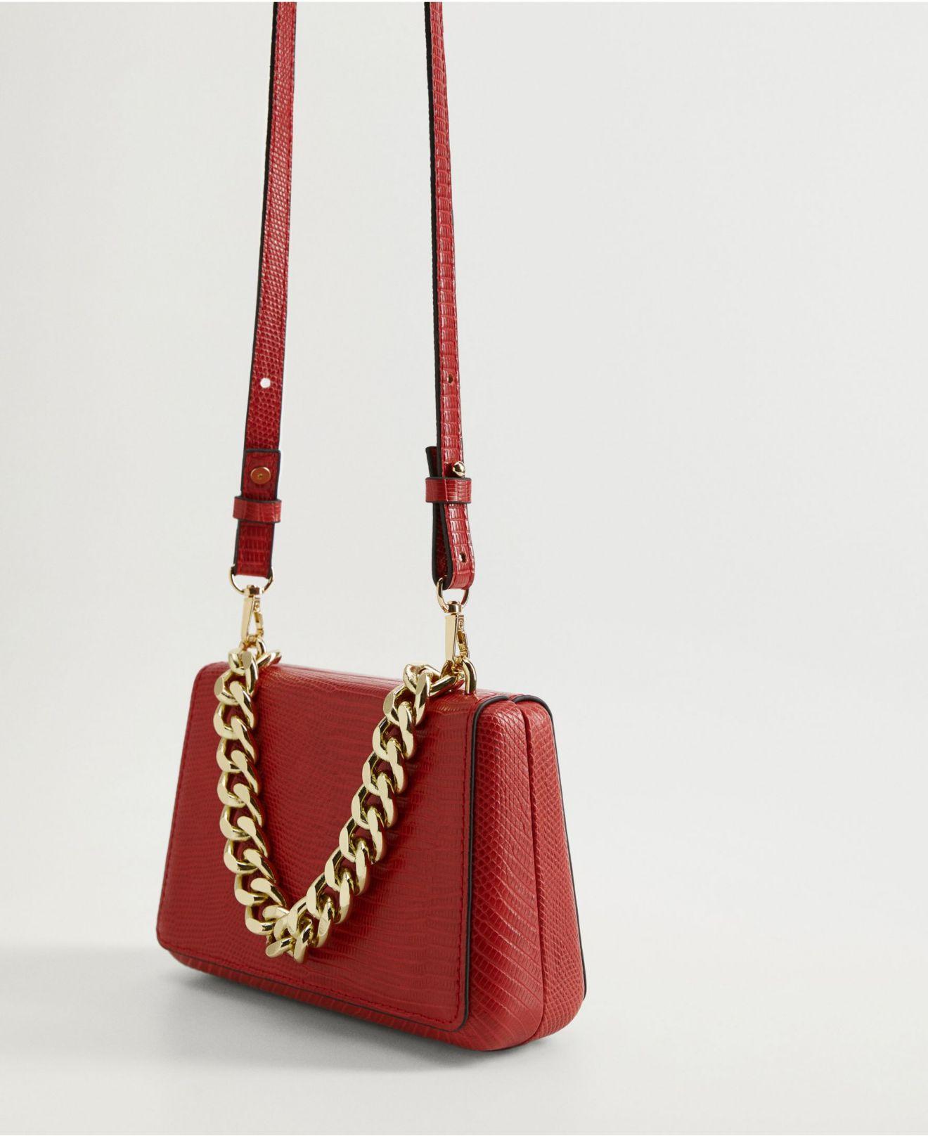 red chain bag