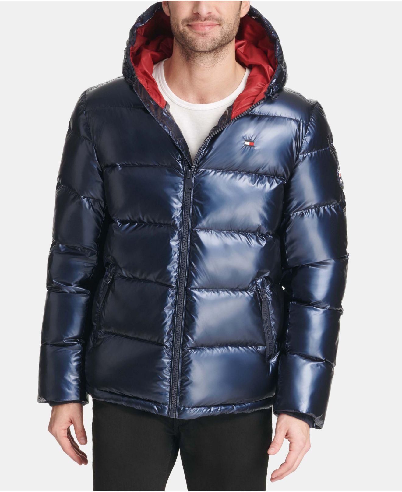 Tommy Hilfiger Synthetic Pearlized Performance Hooded Puffer Coat in