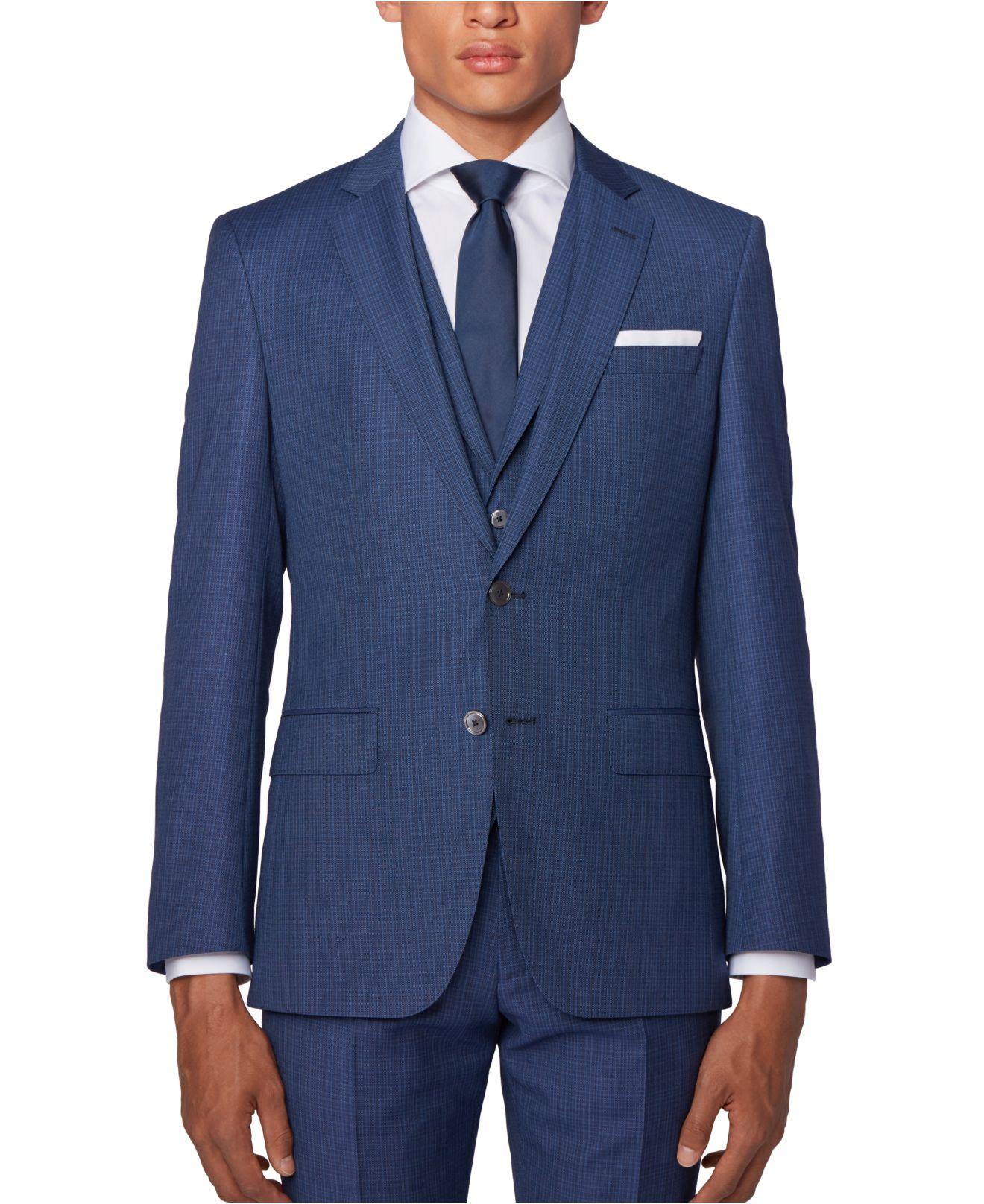 BOSS by HUGO BOSS Synthetic Hutson5/gander3 Solid 3 - Piece Suit in Blue  for Men | Lyst