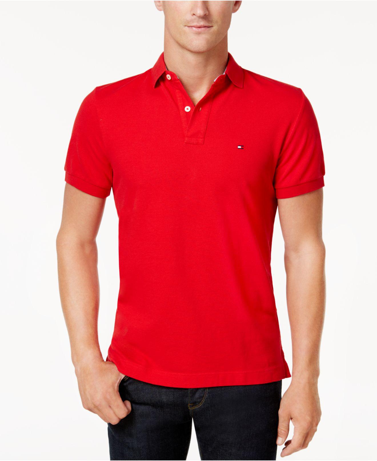 Tommy Hilfiger Cotton Custom-fit Ivy Polo in Red for Men - Lyst