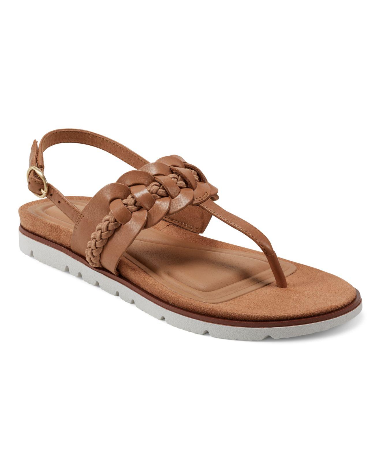 Easy Spirit Elaine Casual T-strap Flat Sandals in Brown | Lyst