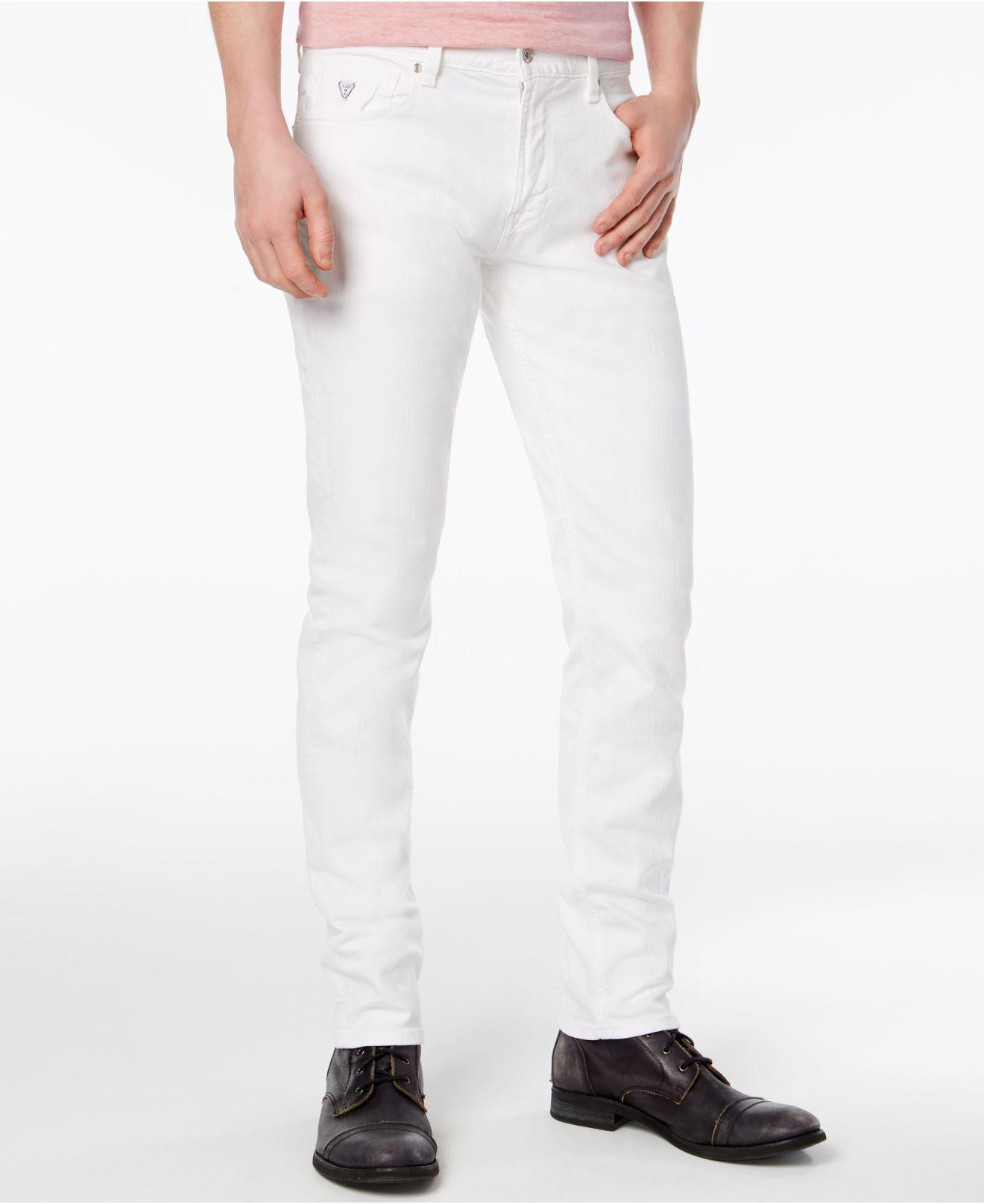 Guess Denim Slim-tapered Fit Stretch White Jeans for Men - Lyst