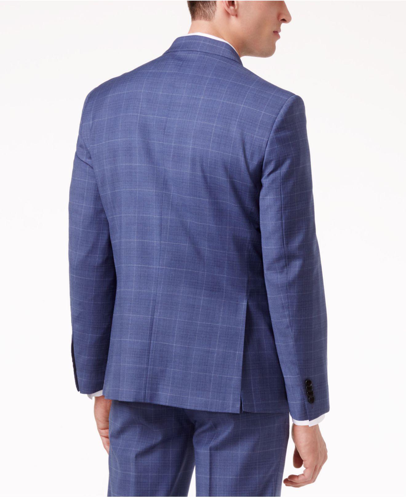 tommy hilfiger blue plaid suit