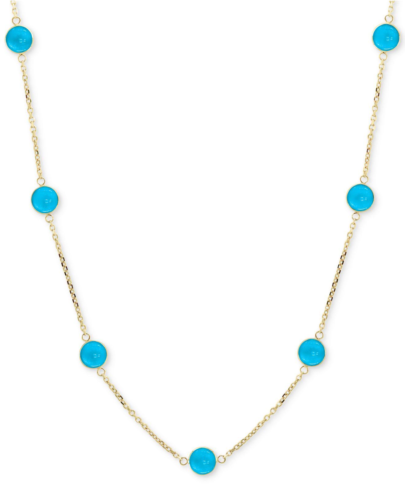 Turquoise Collar Necklace In 14k Gold 