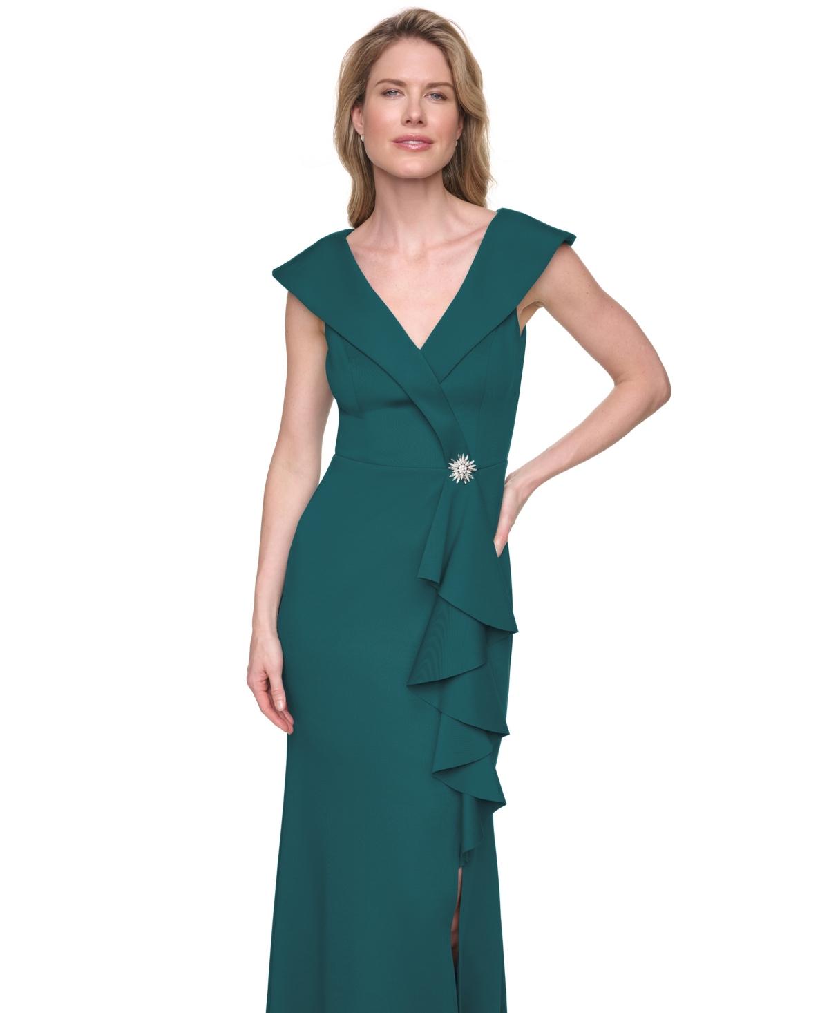jessica howard long formal dresses Jessica Howard Women's 3/4-Sleeve Side Tuck Gown - Champagne