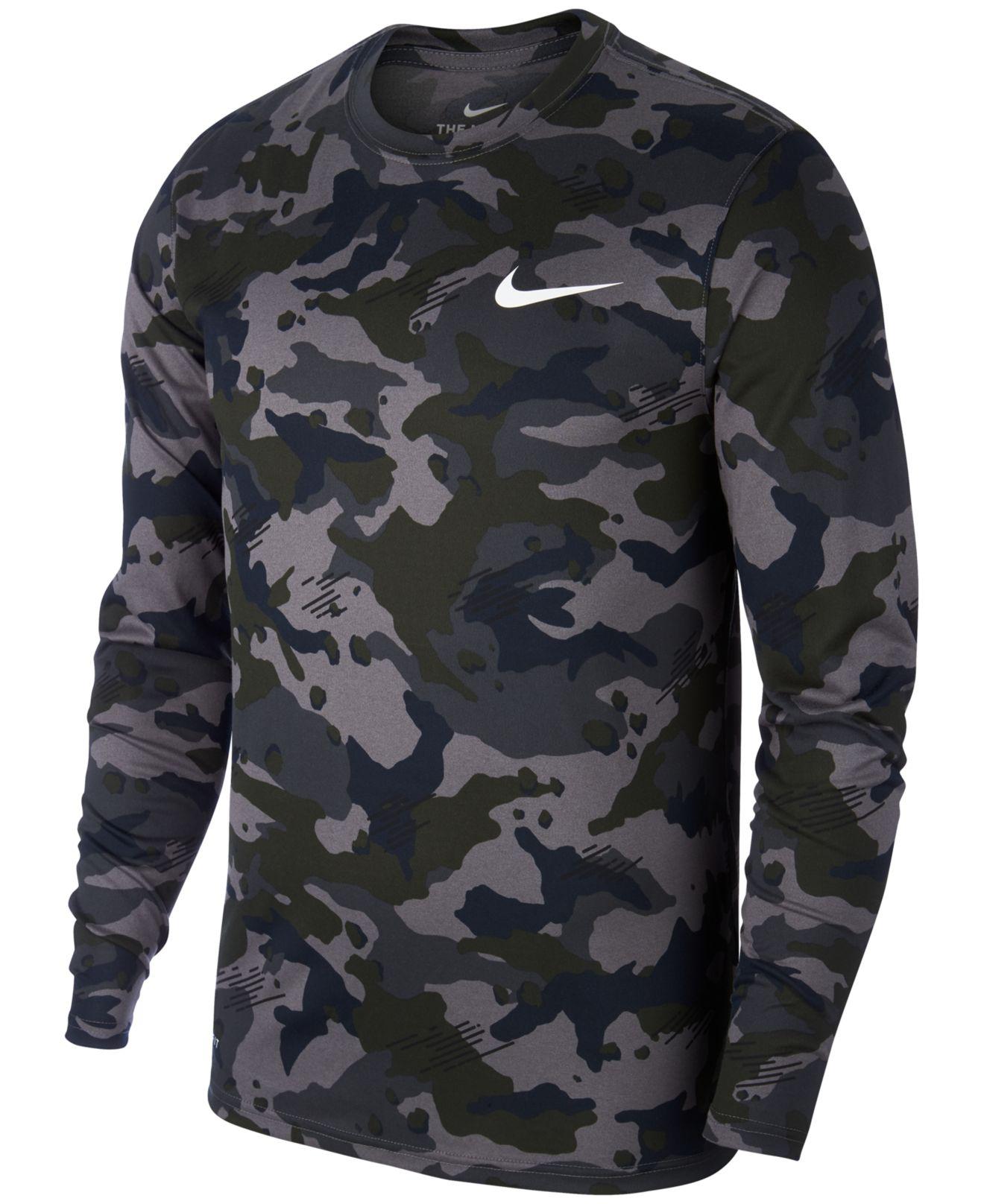 Nike Dry Camo-print Training Shirt in Grey (Gray) for Men - Lyst
