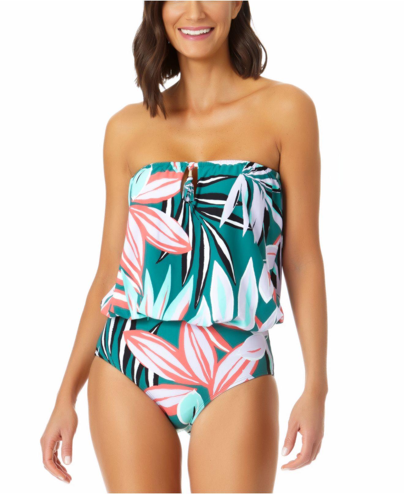 Anne Cole Synthetic Zesty Tropical Blouson One Piece Keyhole Swimsuit In Blue Lyst Canada 4935