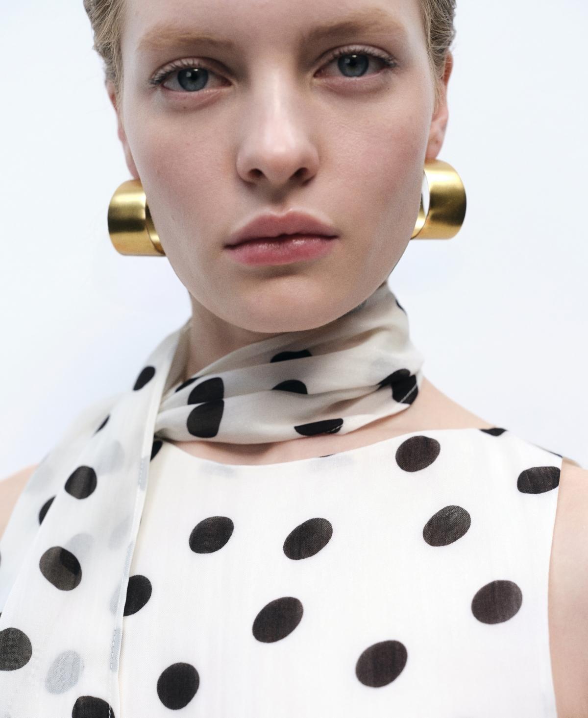 Mango Polka-dot Wrap-neck Blouse in Blue Lyst