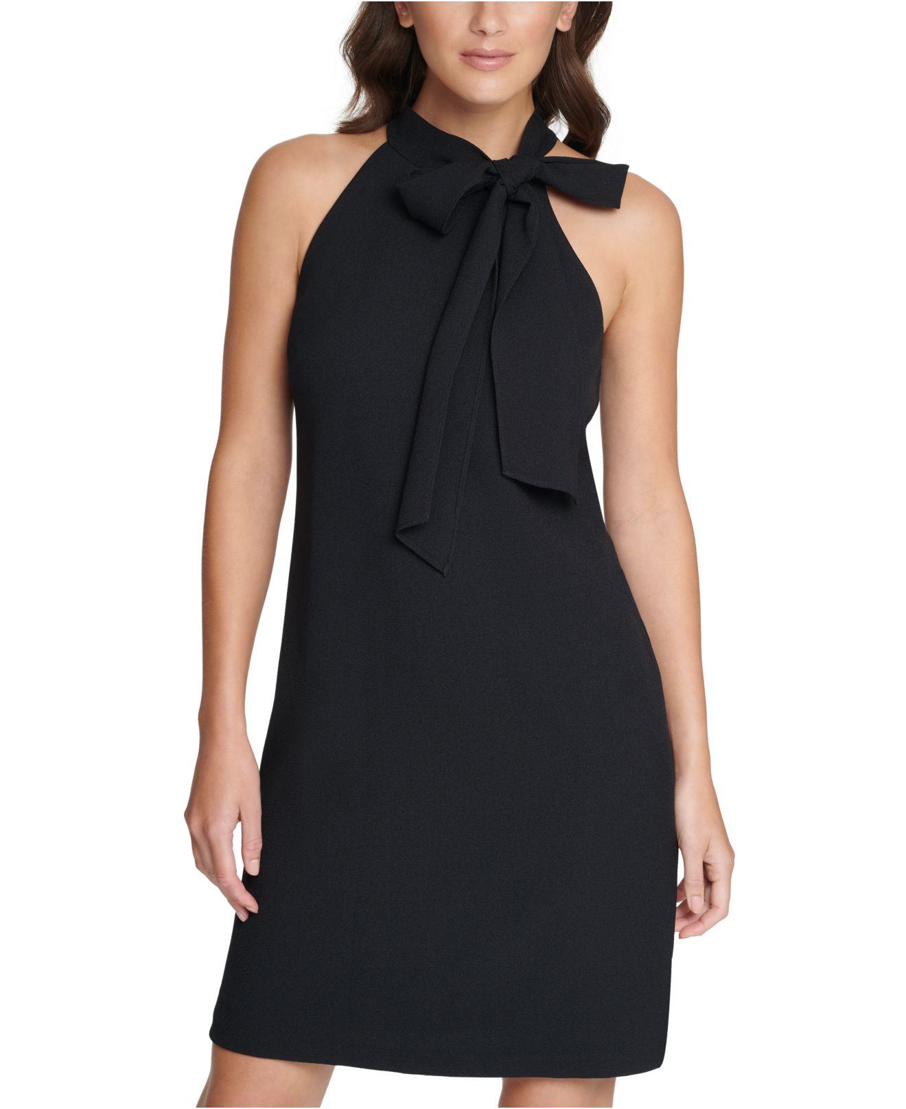 Vince Camuto Synthetic Bow-neck Halter Dress in Black - Lyst