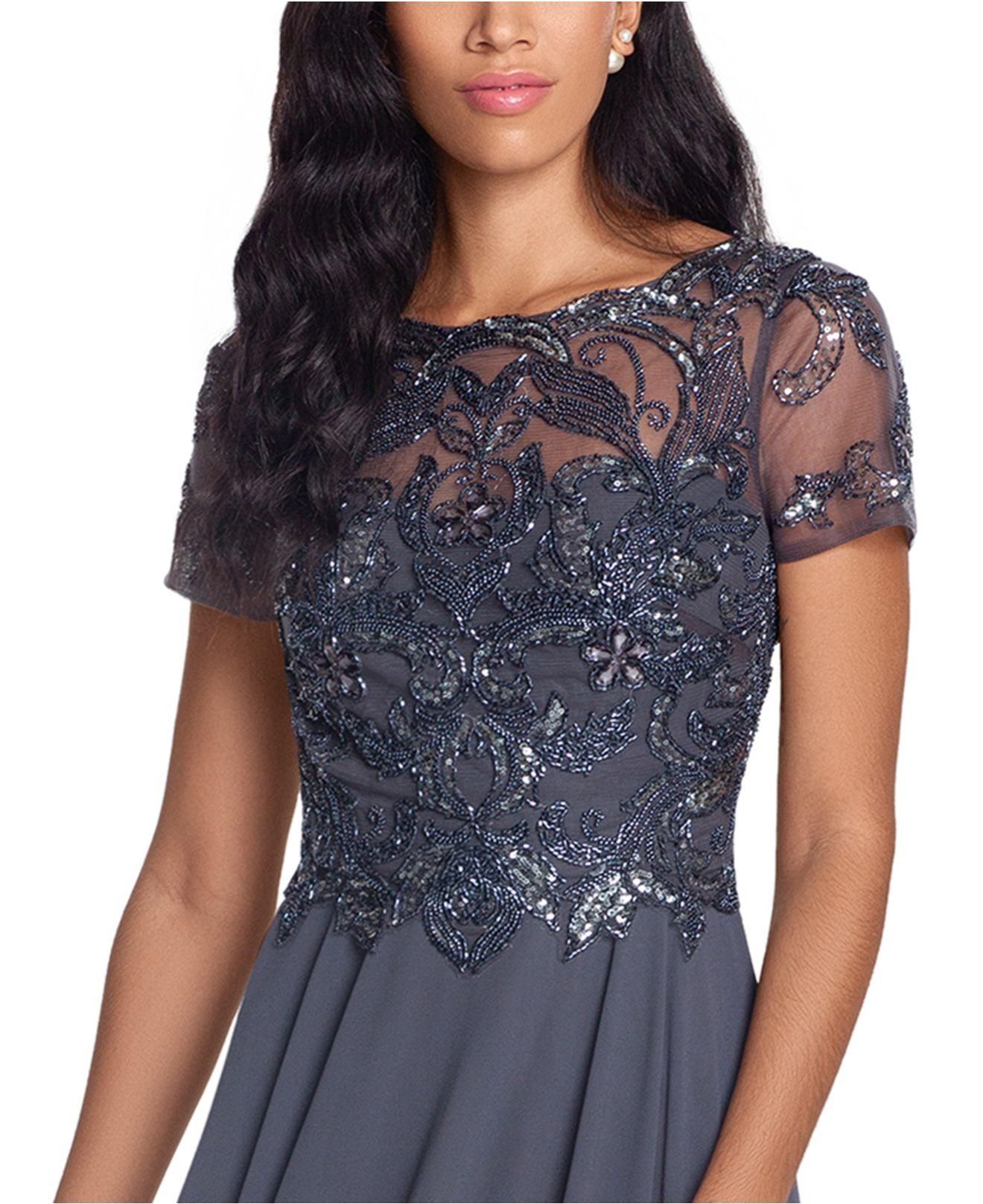 Xscape Chiffon Petite Beaded Gown in ...