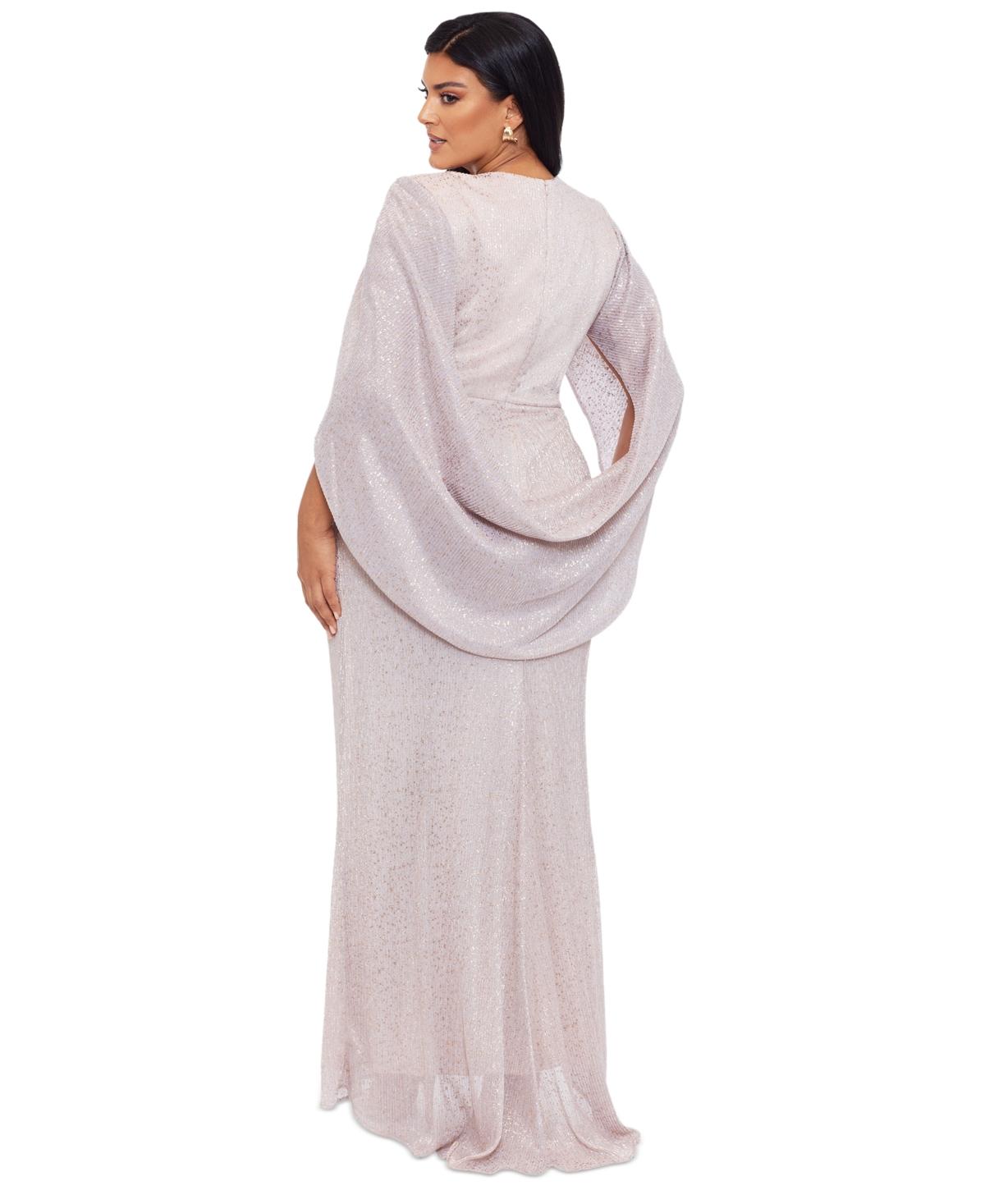Betsy and adam plus size ruched cape dress top