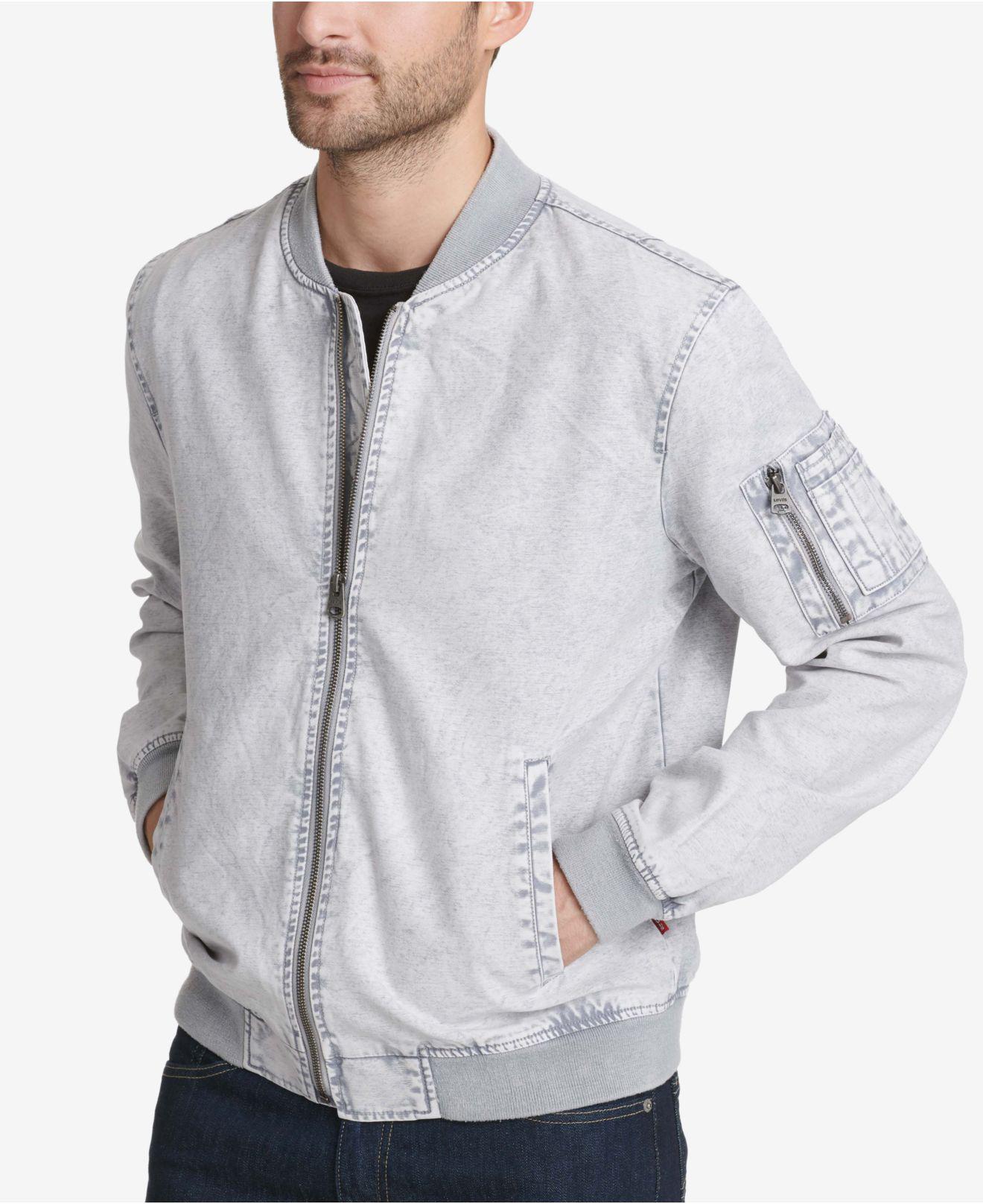 Levi's Synthetic Acid Wash Bomber Jacket in White for Men - Lyst