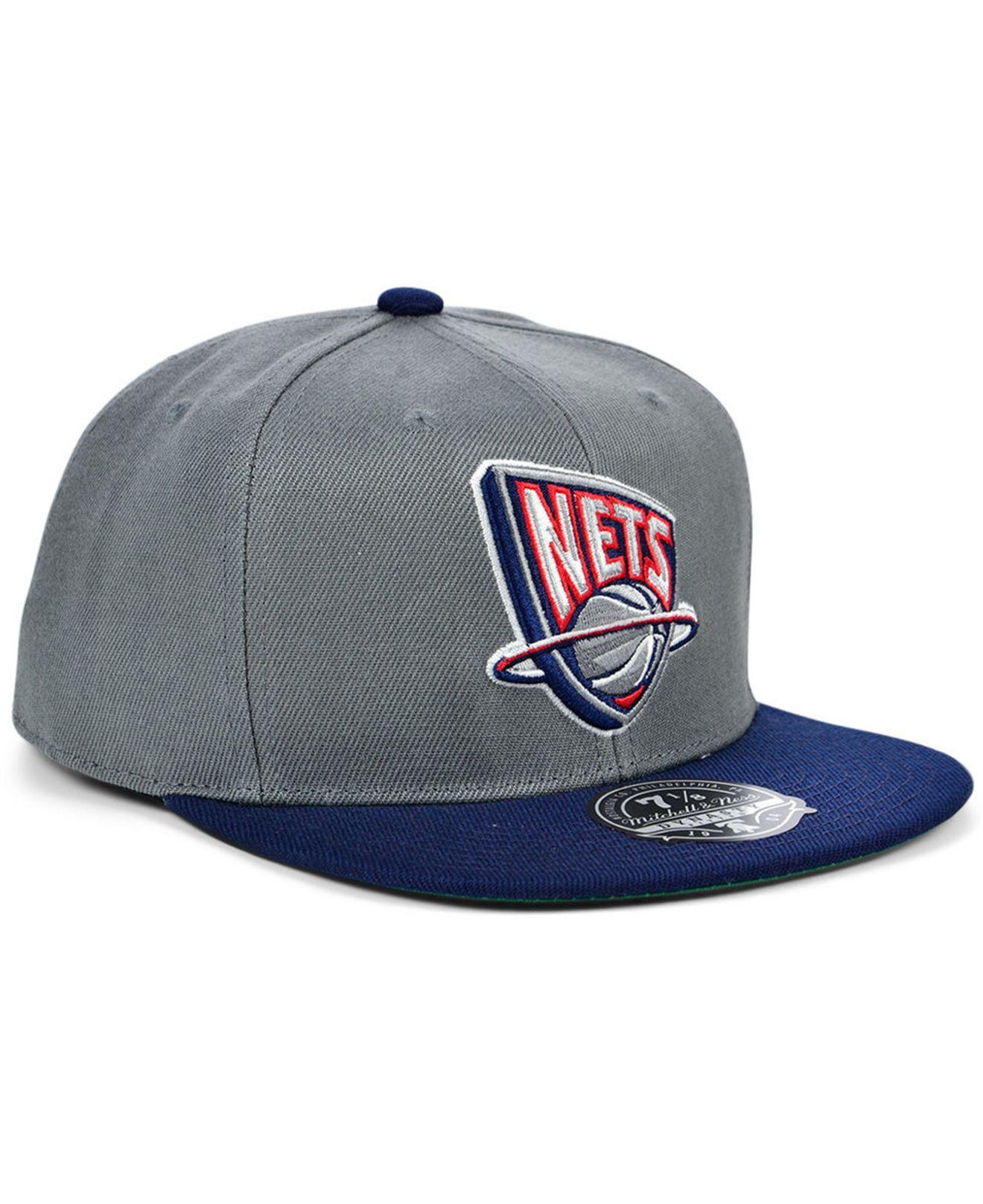 Mitchell Ness New Jersey Nets Wool 2 Tone Fitted Cap in Blue for