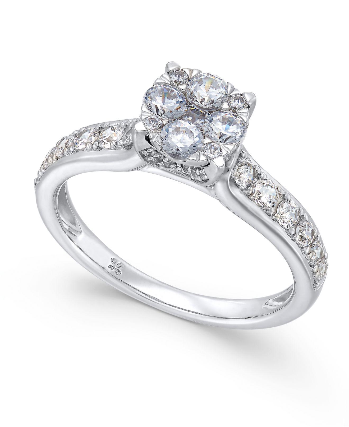 Macy's Diamond Composite Engagement Ring (1 Ct. T.w.) In 14k White Gold