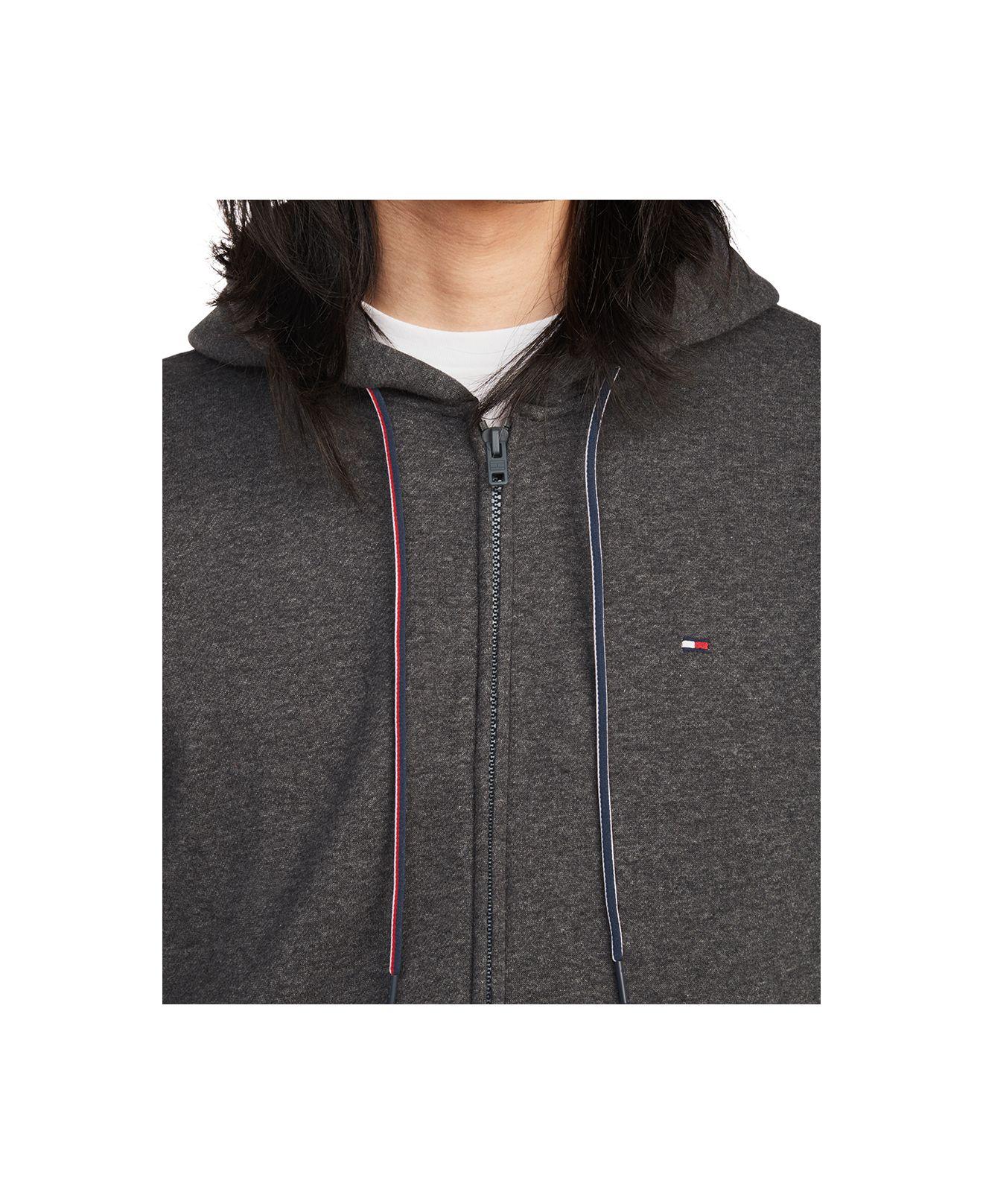 Tommy Hilfiger Cotton Plains Zip-up Hoodie in Charcoal Grey Heather (Gray)  for Men - Lyst